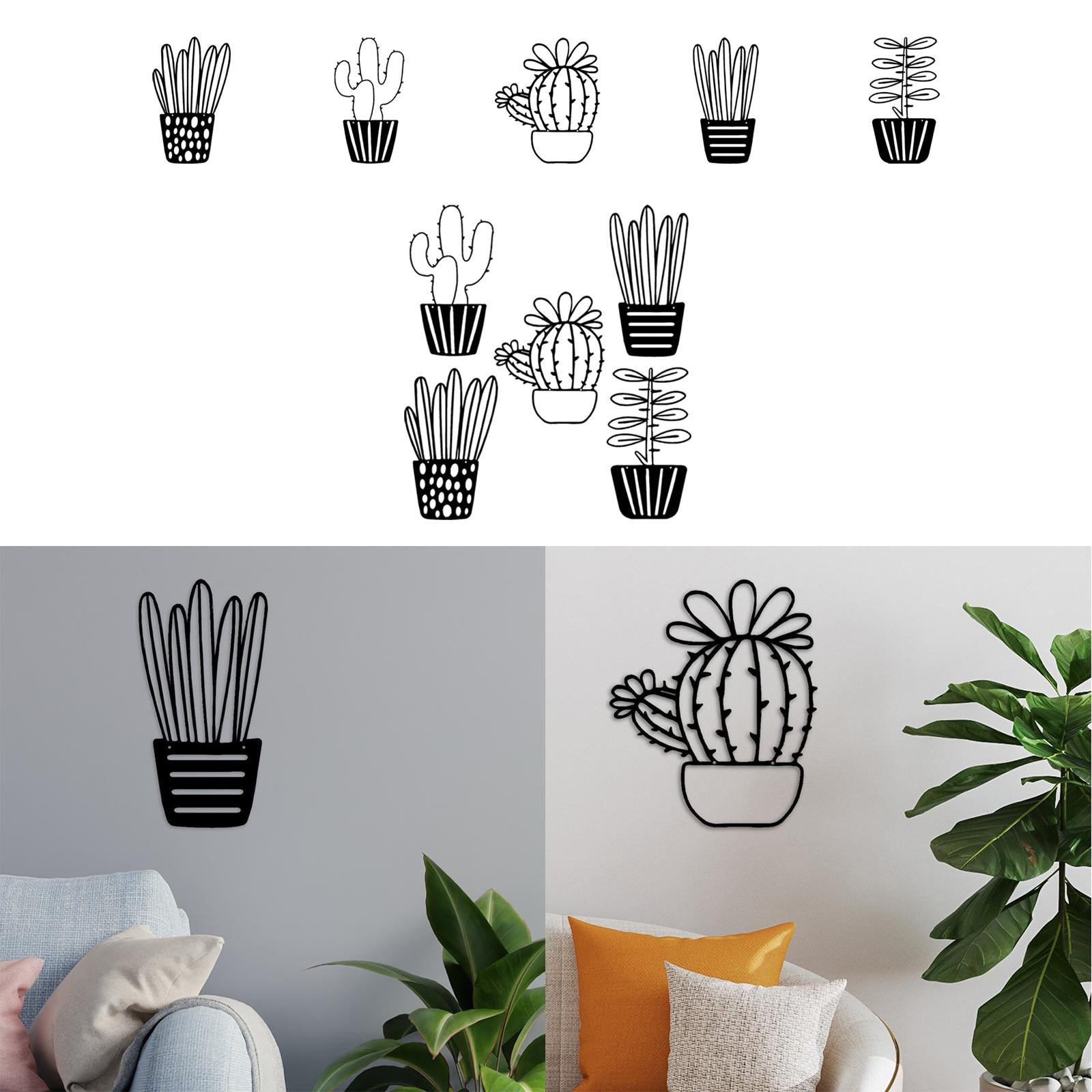 Plant Metal Wall Art Gift Hanging Ornament for Housewarming Hallway Bathroom Style A
