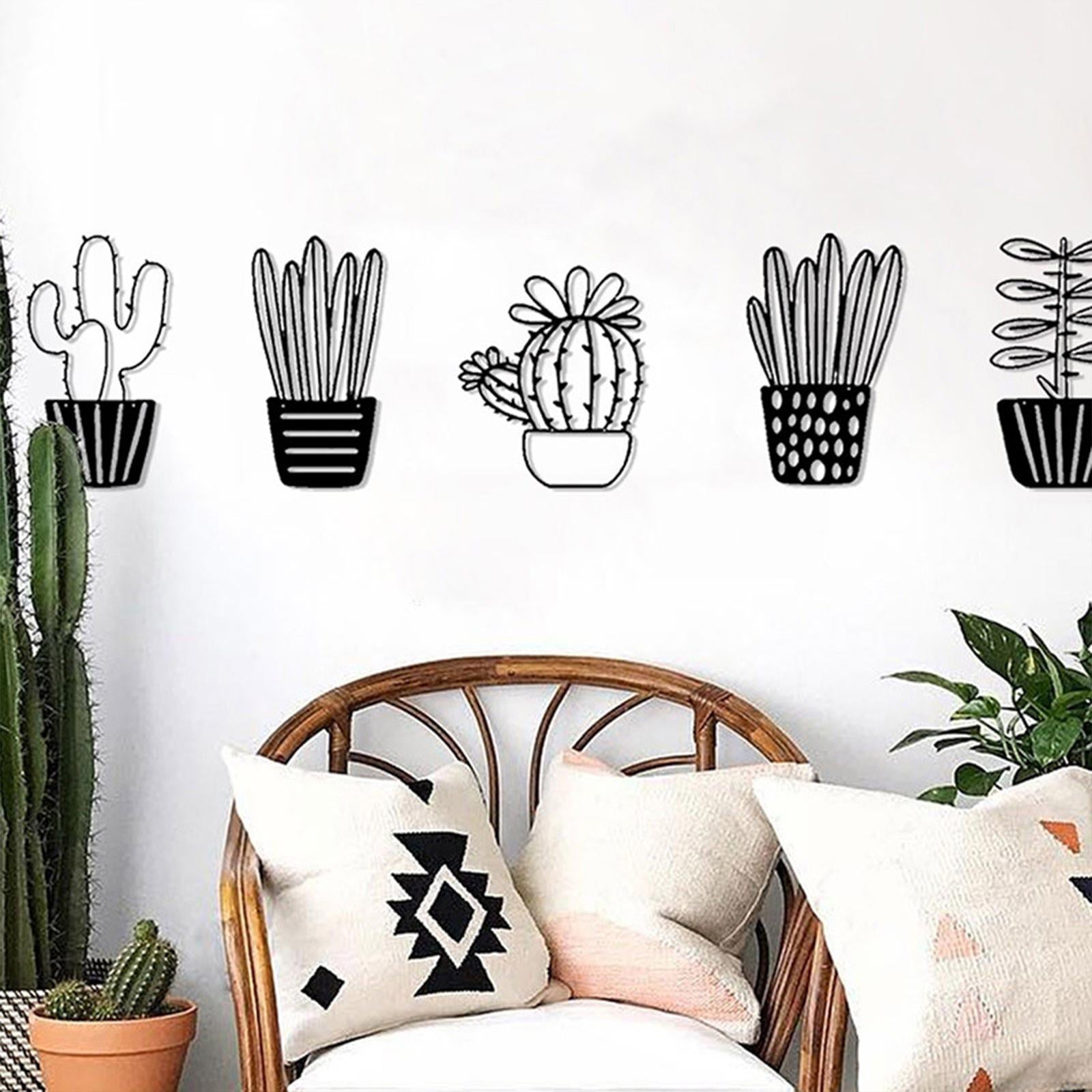 Plant Metal Wall Art Gift Hanging Ornament for Housewarming Hallway Bathroom Style B