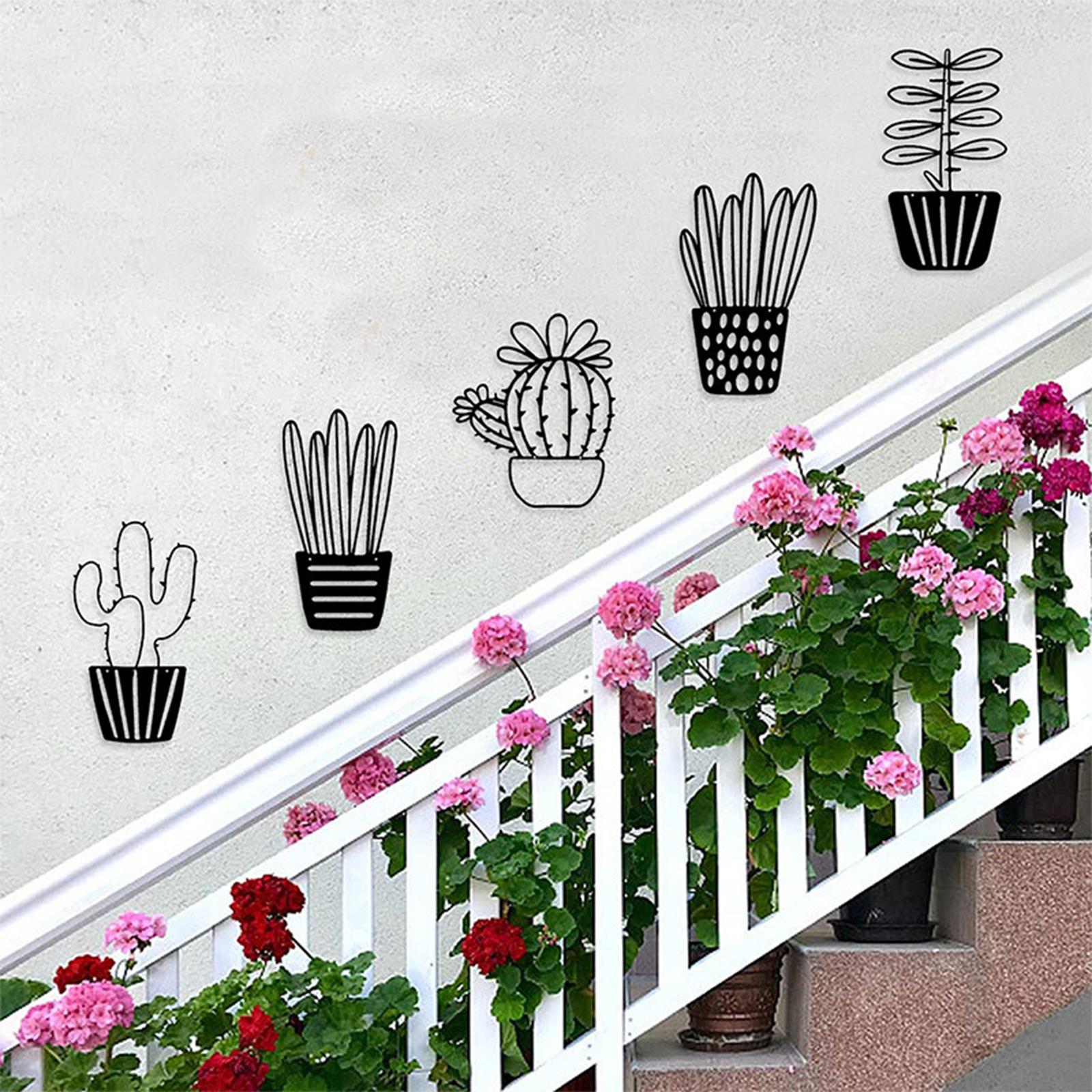 Plant Metal Wall Art Gift Hanging Ornament for Housewarming Hallway Bathroom Style D