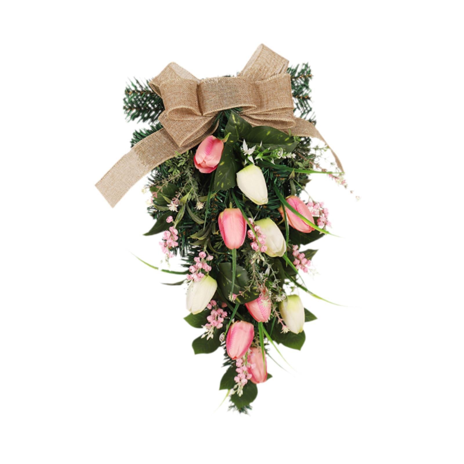 Tulip Teardrop Swag Decorative Spring Wreath for Staircase Office Door