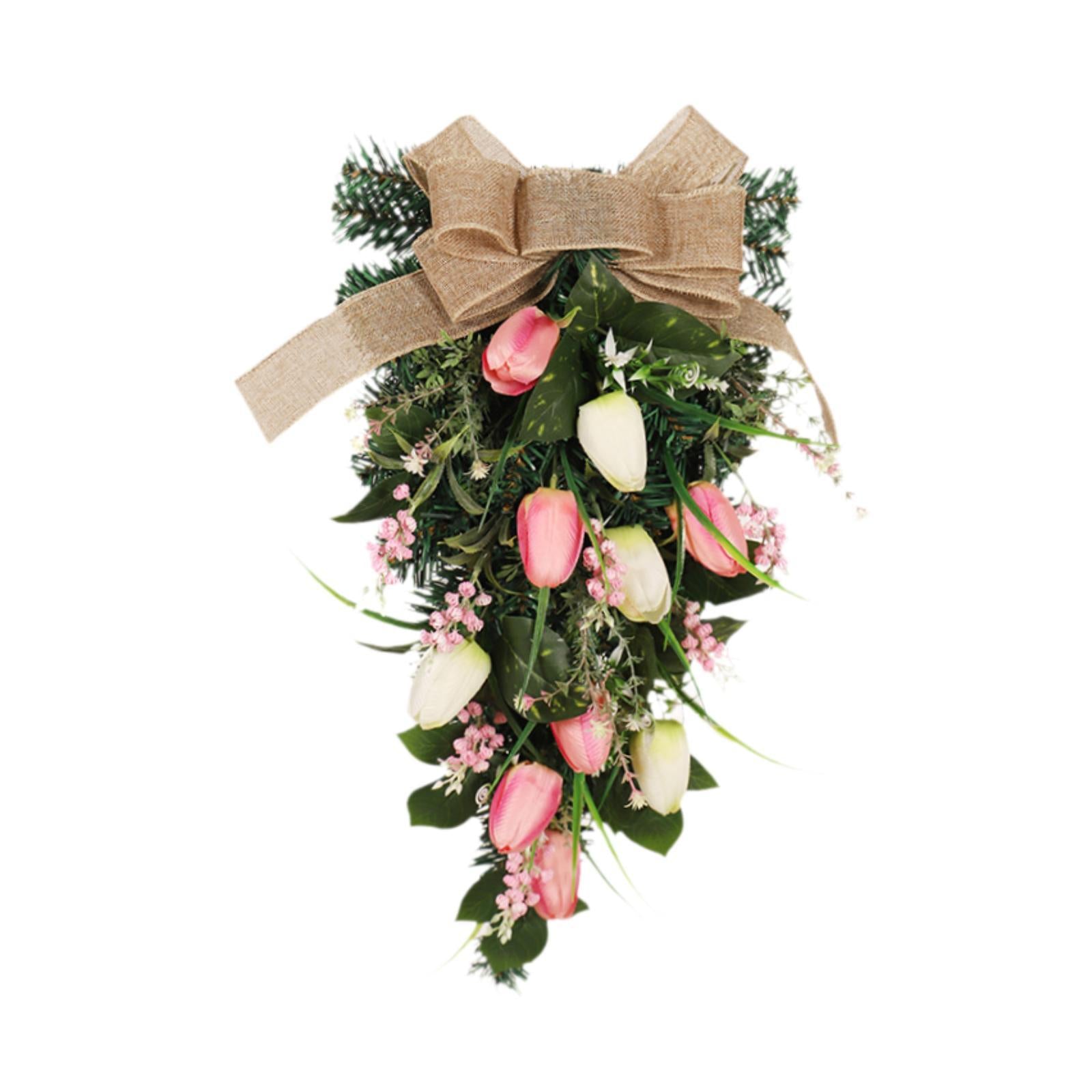Tulip Teardrop Swag Decorative Spring Wreath for Staircase Office Door