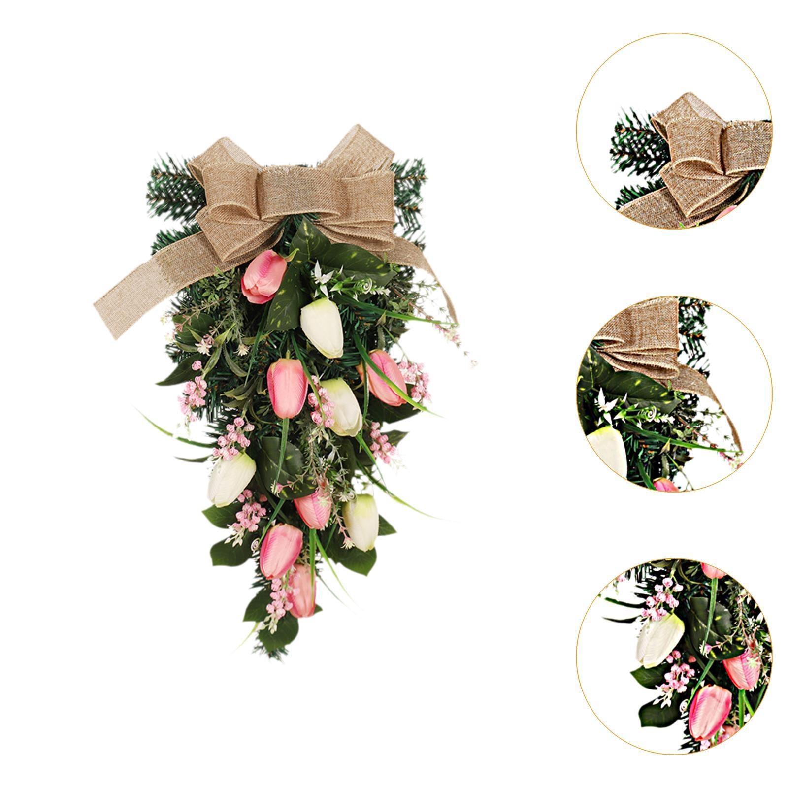 Tulip Teardrop Swag Decorative Spring Wreath for Staircase Office Door