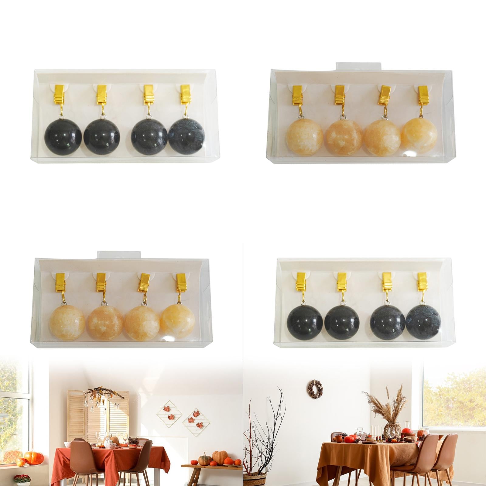4x Tablecloth Weights Ornament Marble Balls Hangers for Outdoor Party Garden black