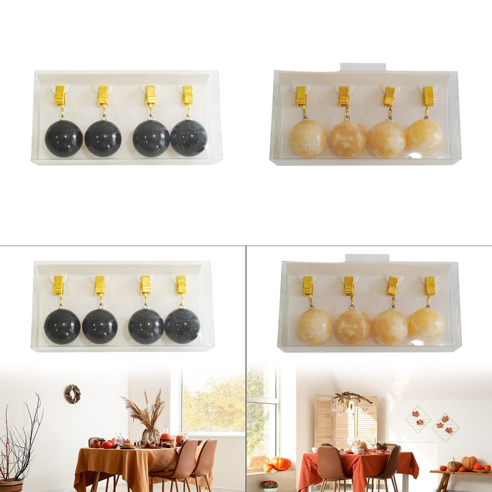 4x Tablecloth Weights Ornament Marble Balls Hangers for Outdoor Party Garden black