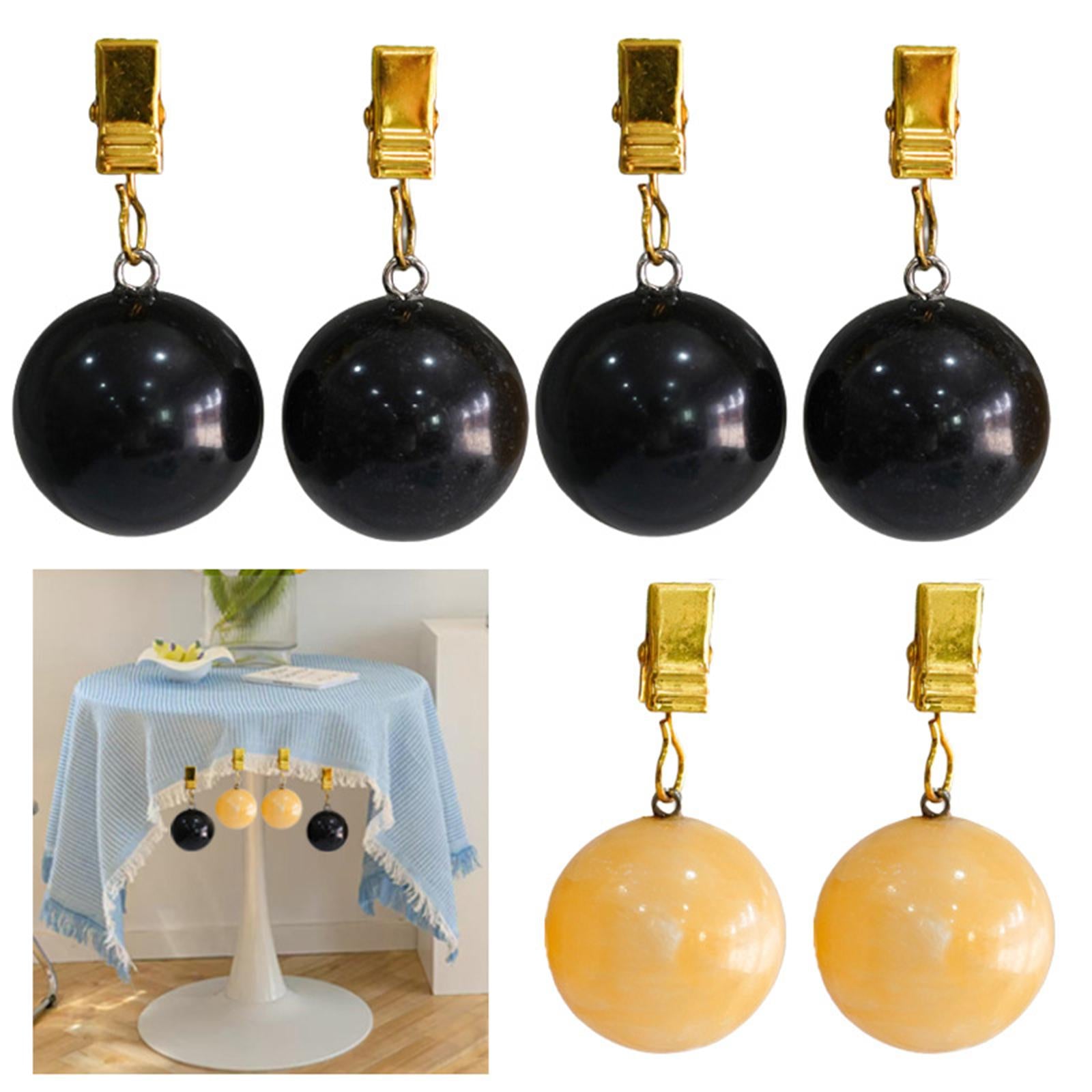 4x Tablecloth Weights Ornament Marble Balls Hangers for Outdoor Party Garden yellow