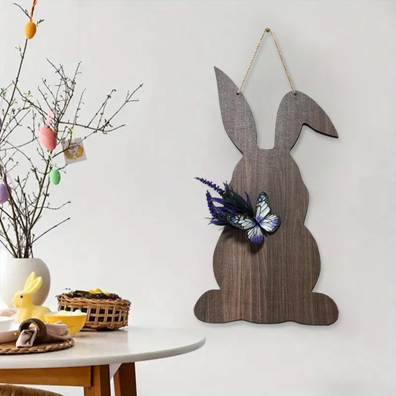 Easter Bunny Wood Front Door Sign Multipurpose Mantel Fireplace 9.4x17.7inch