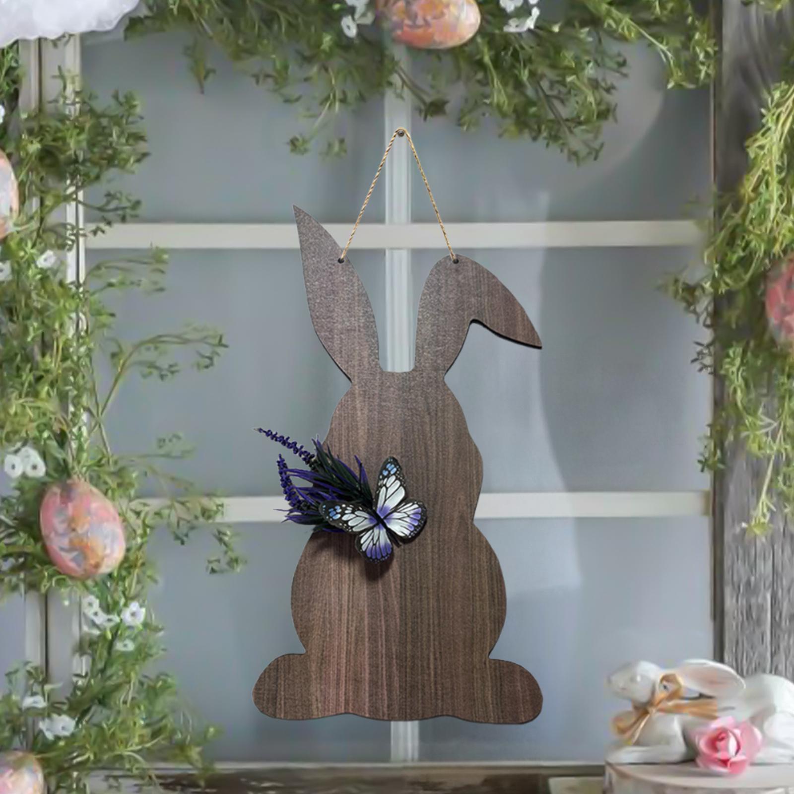 Easter Bunny Wood Front Door Sign Multipurpose Mantel Fireplace 9.4x17.7inch