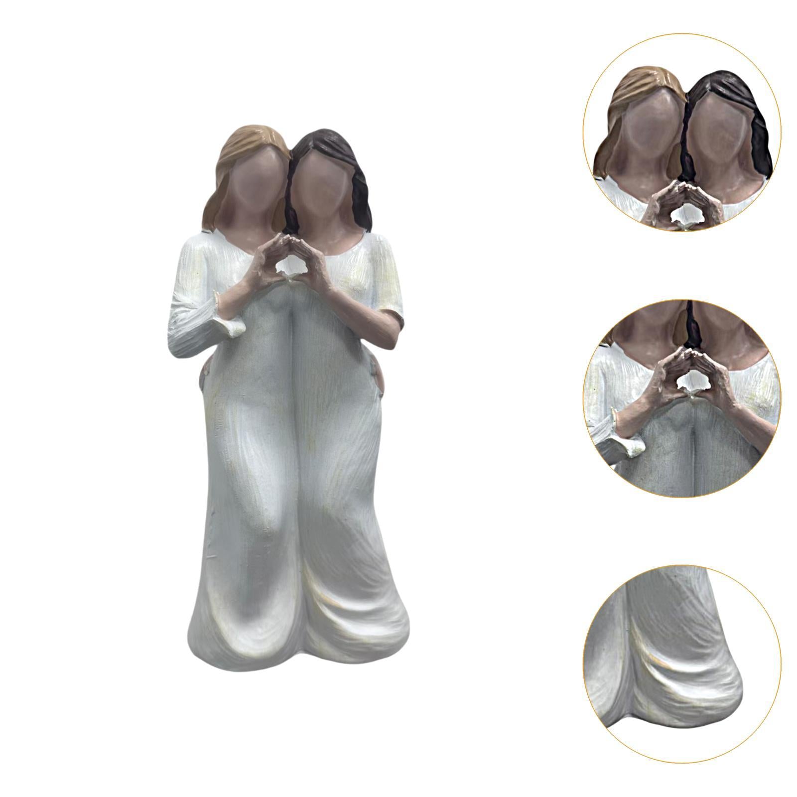 Sisters Girls Figurine Gift Resin Sculpture for Bookshelf Office Living Room