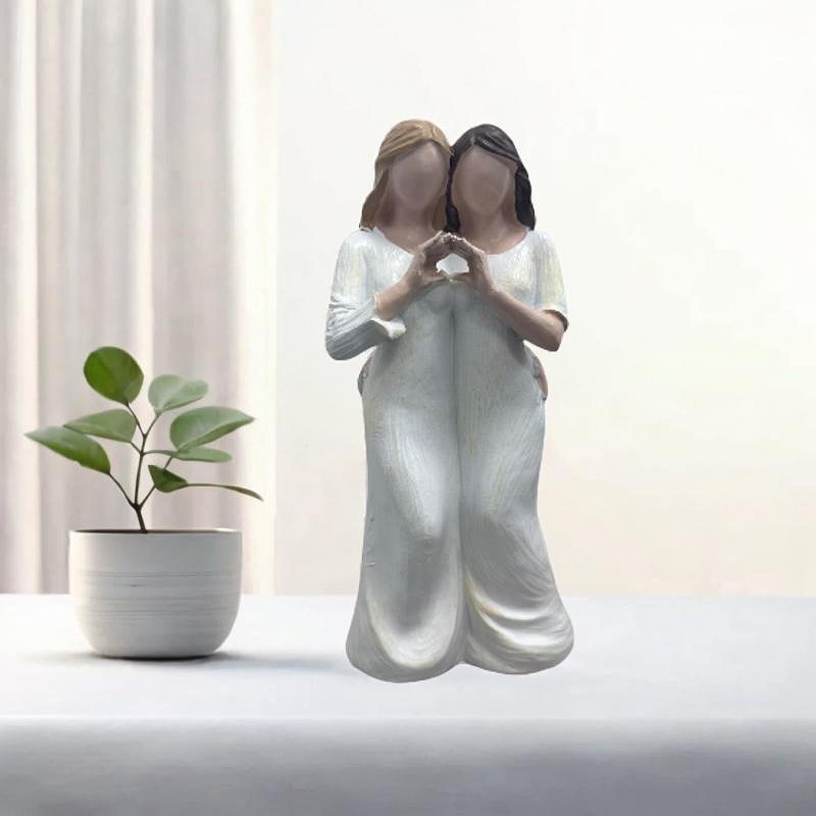 Sisters Girls Figurine Gift Resin Sculpture for Bookshelf Office Living Room