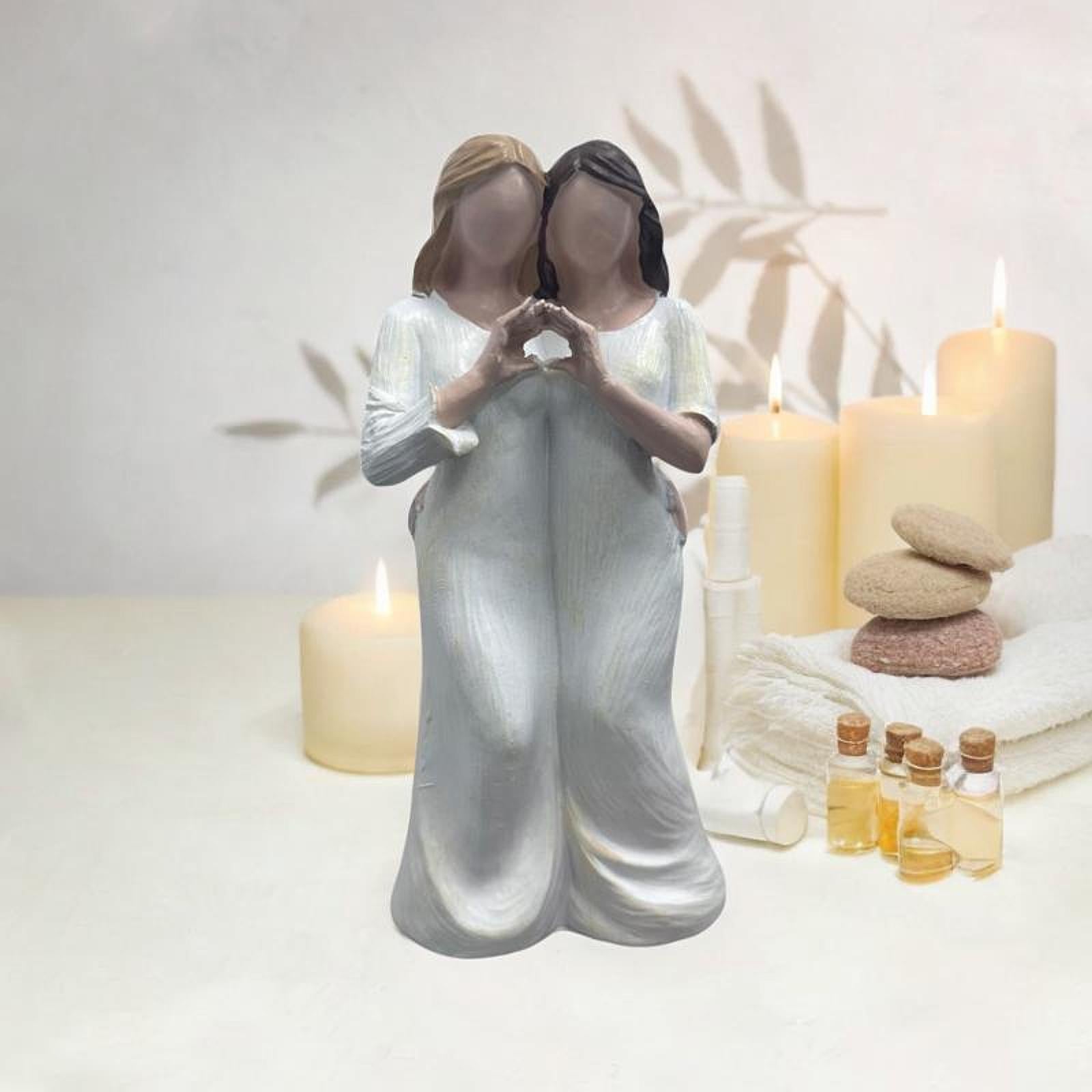 Sisters Girls Figurine Gift Resin Sculpture for Bookshelf Office Living Room