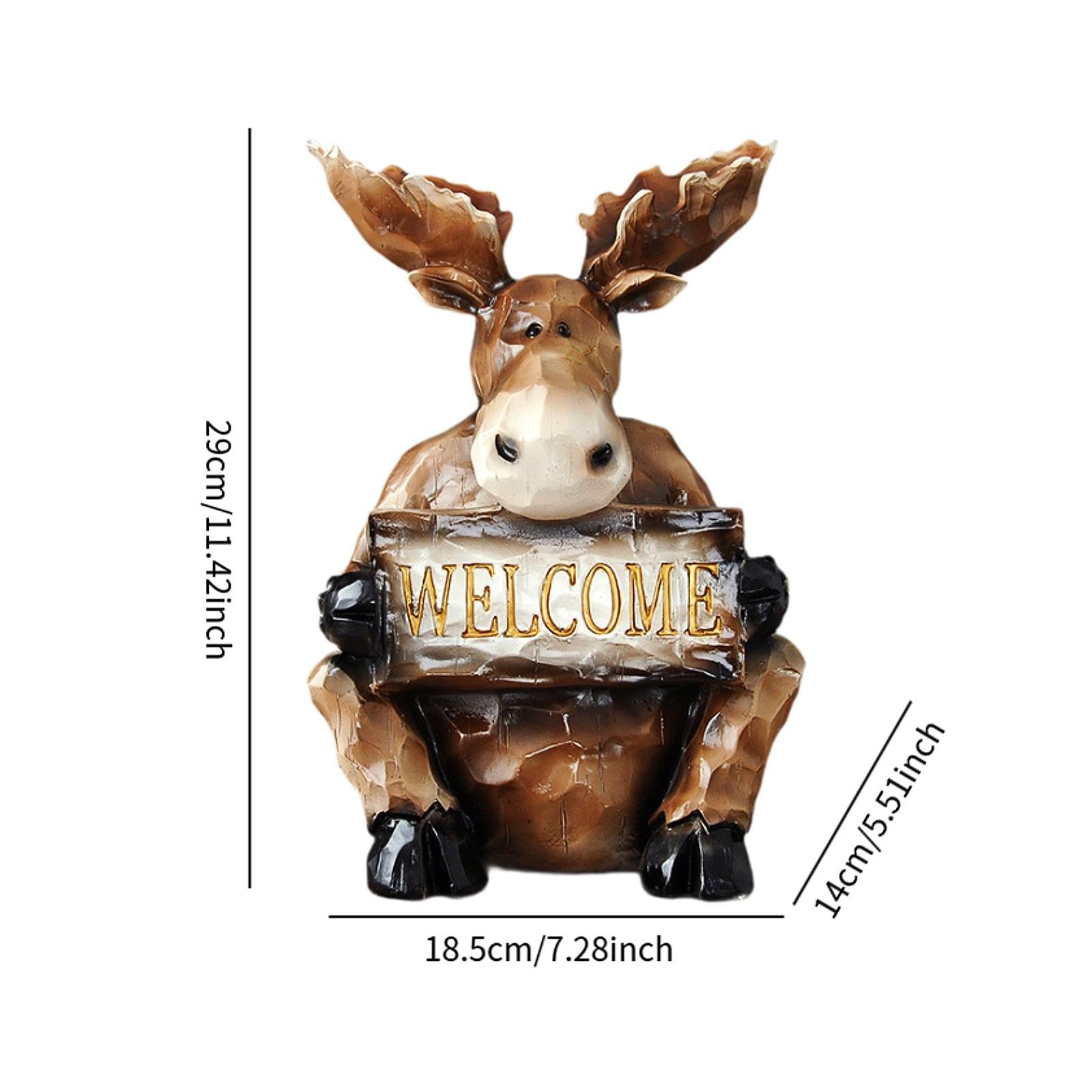 Reindeer Sculpture Ornament Office Souvenirs Gifts Desktop Desk Resin Statue Brown Sitting