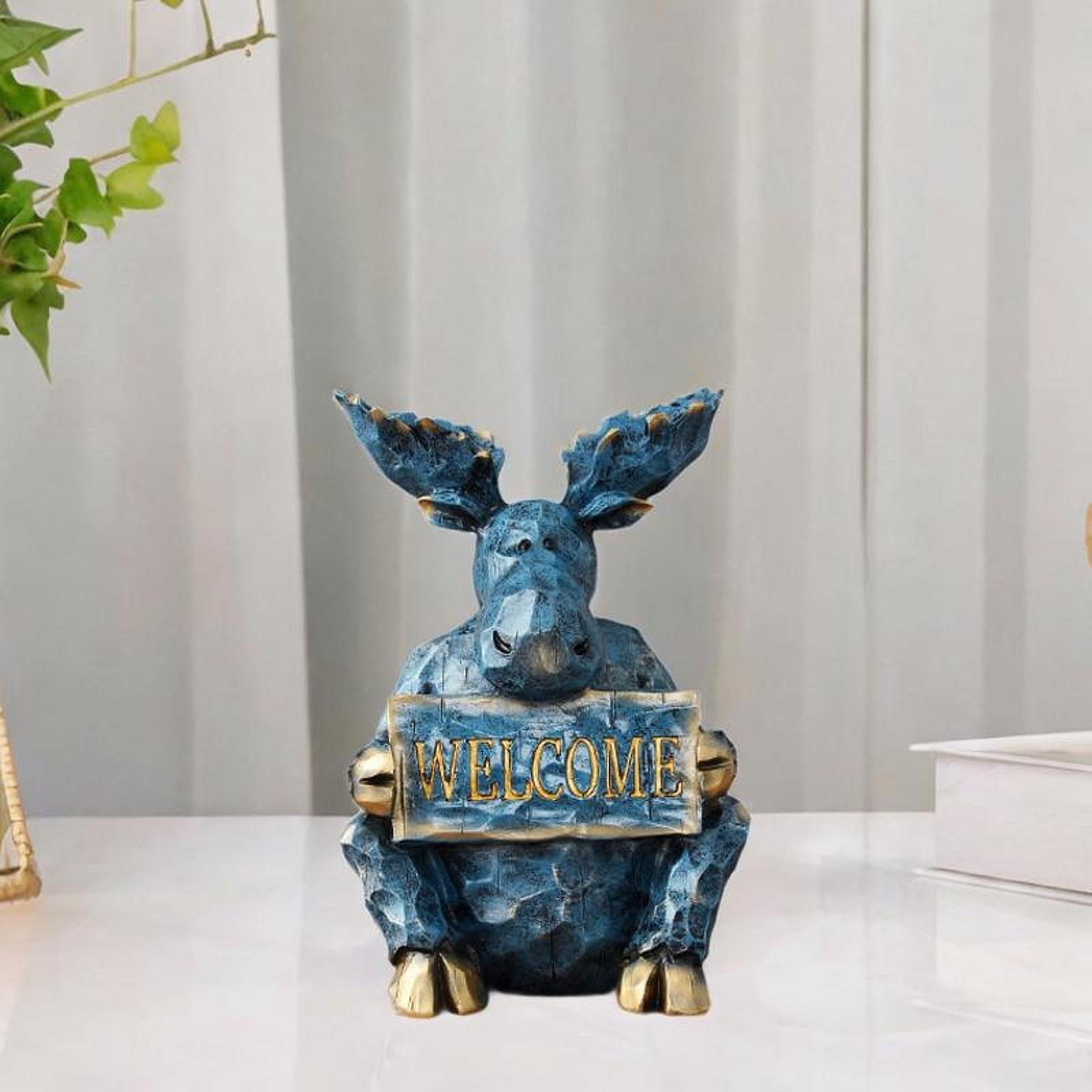 Reindeer Sculpture Ornament Office Souvenirs Gifts Desktop Desk Resin Statue Blue Lying Down