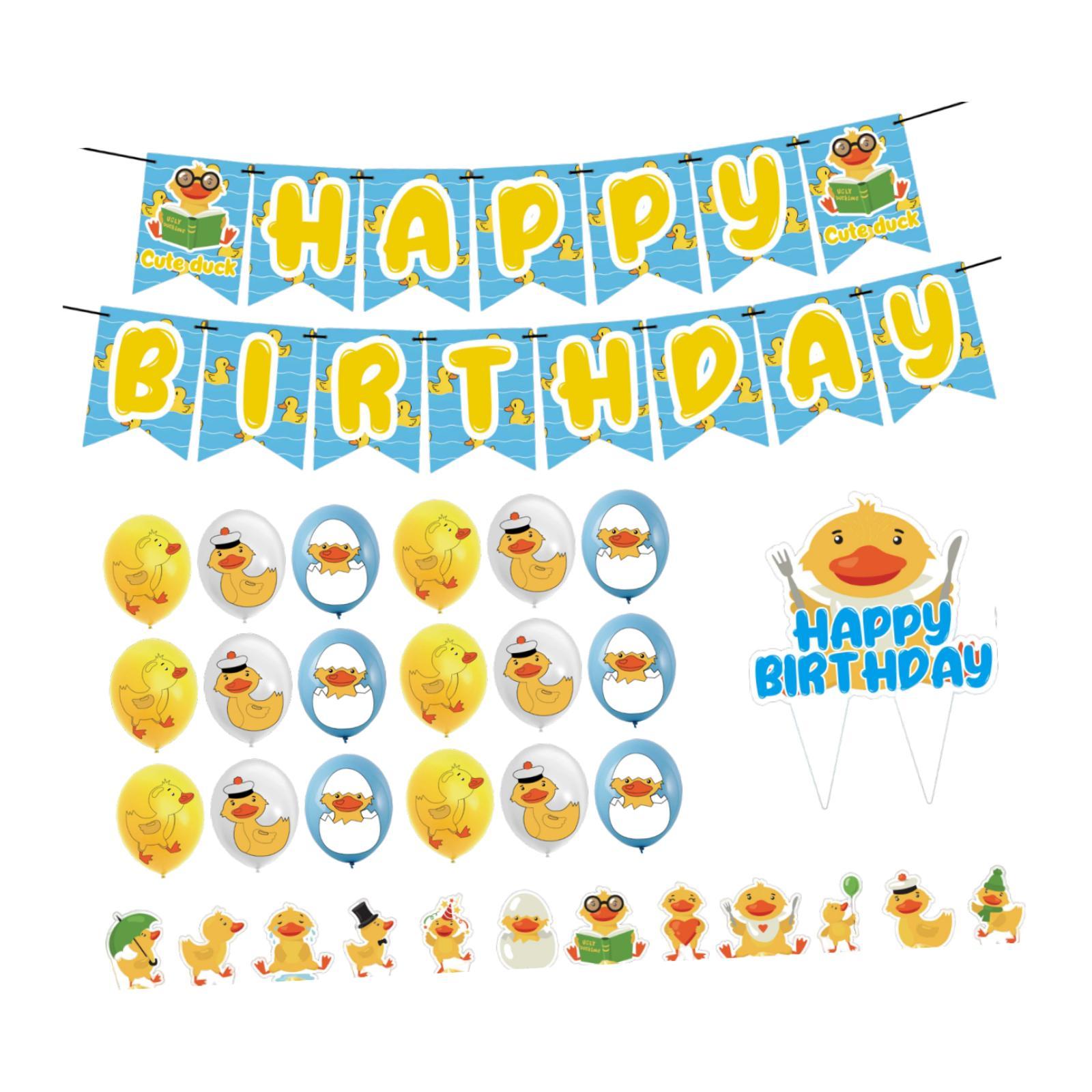Duck Cartoon Birthday Decorations Balloons Banner for Boys Girls Baby Shower