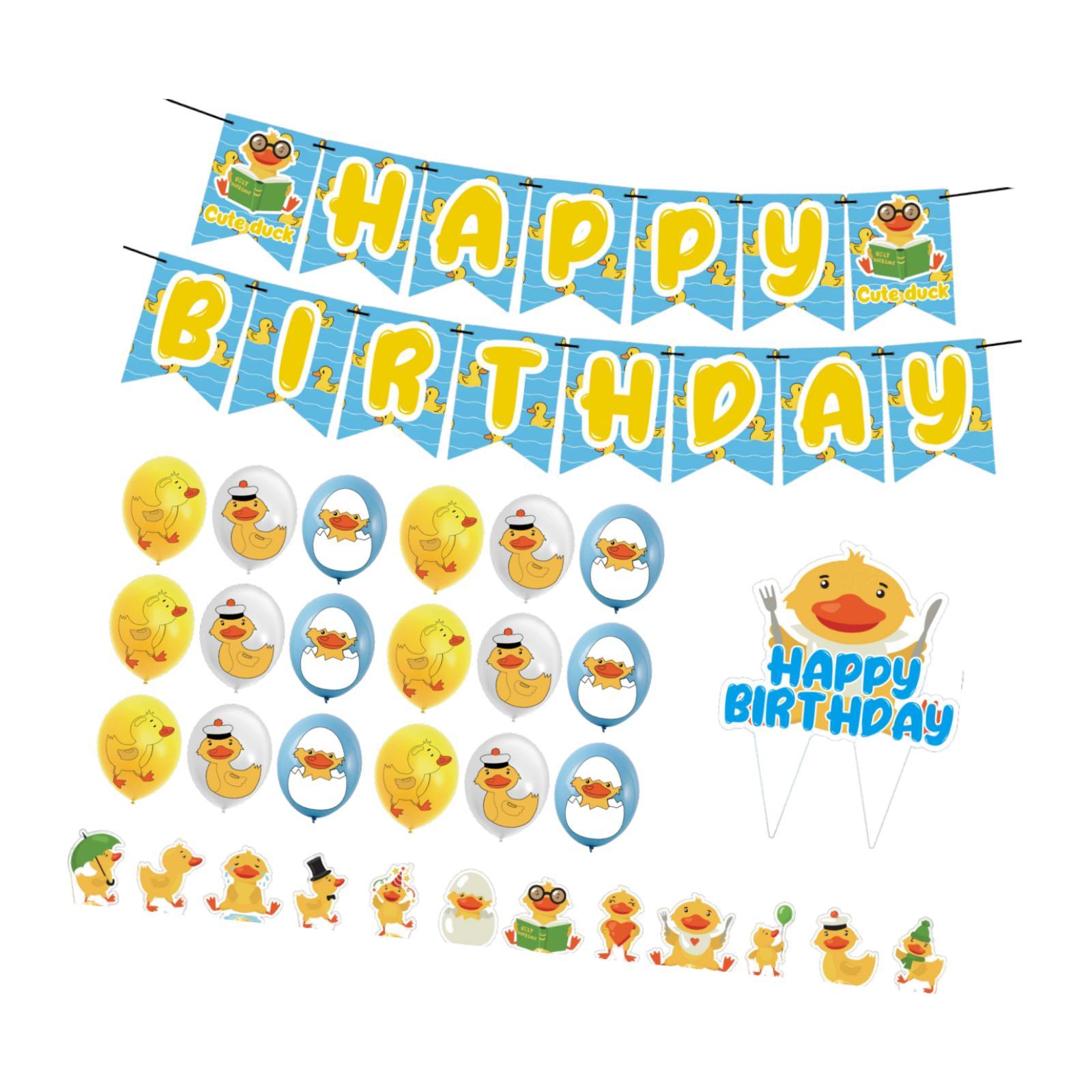 Duck Cartoon Birthday Decorations Balloons Banner for Boys Girls Baby Shower