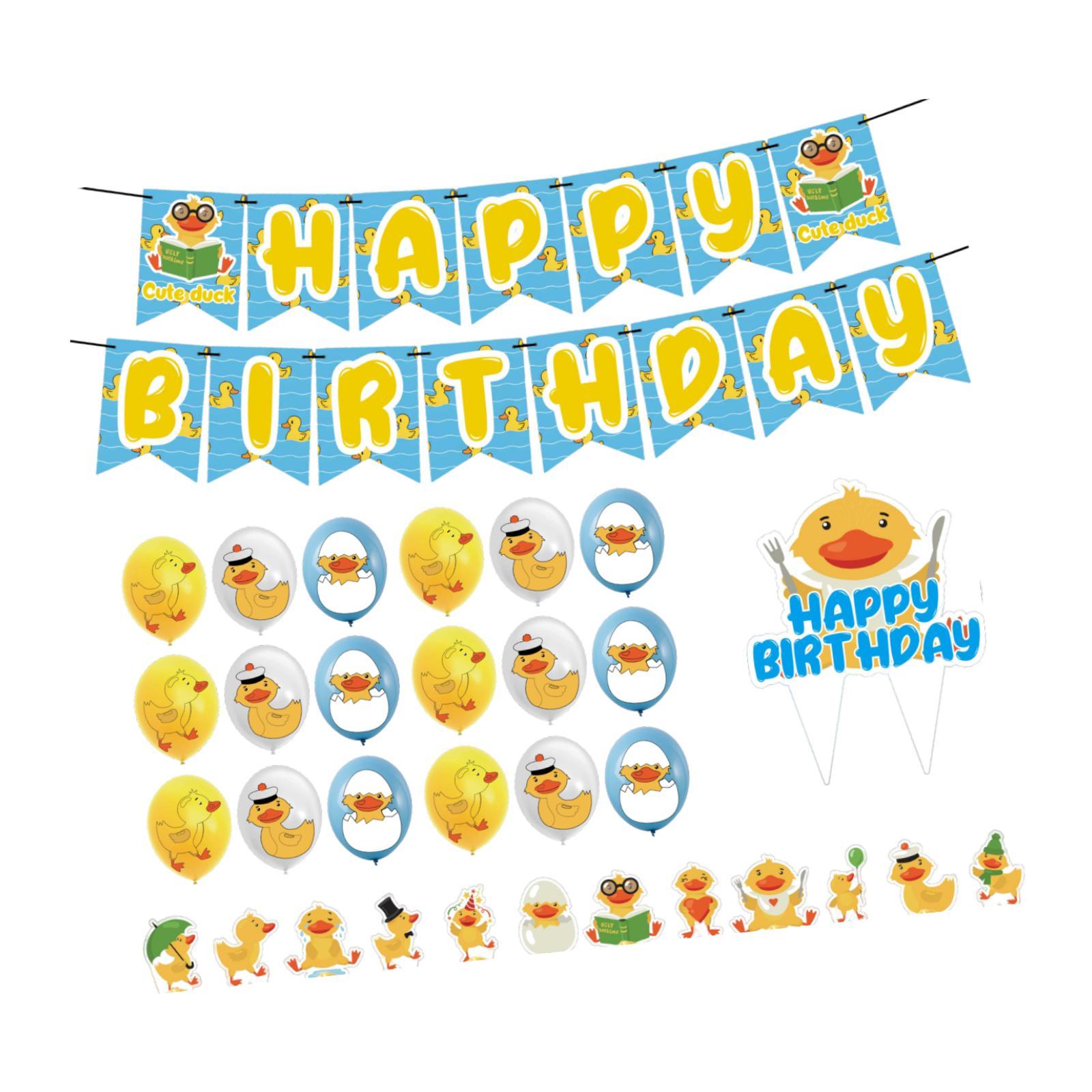 Duck Cartoon Birthday Decorations Balloons Banner for Boys Girls Baby Shower