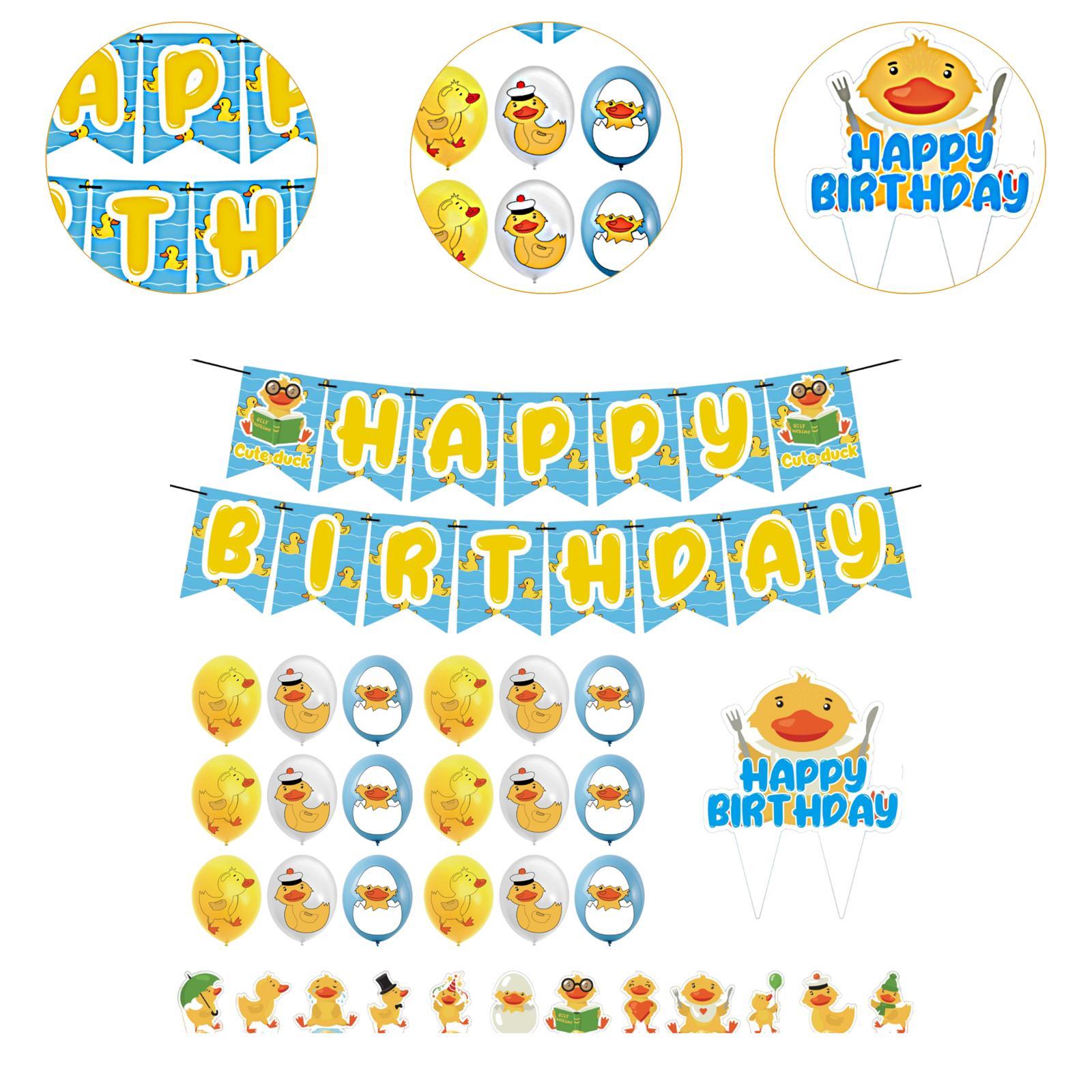 Duck Cartoon Birthday Decorations Balloons Banner for Boys Girls Baby Shower