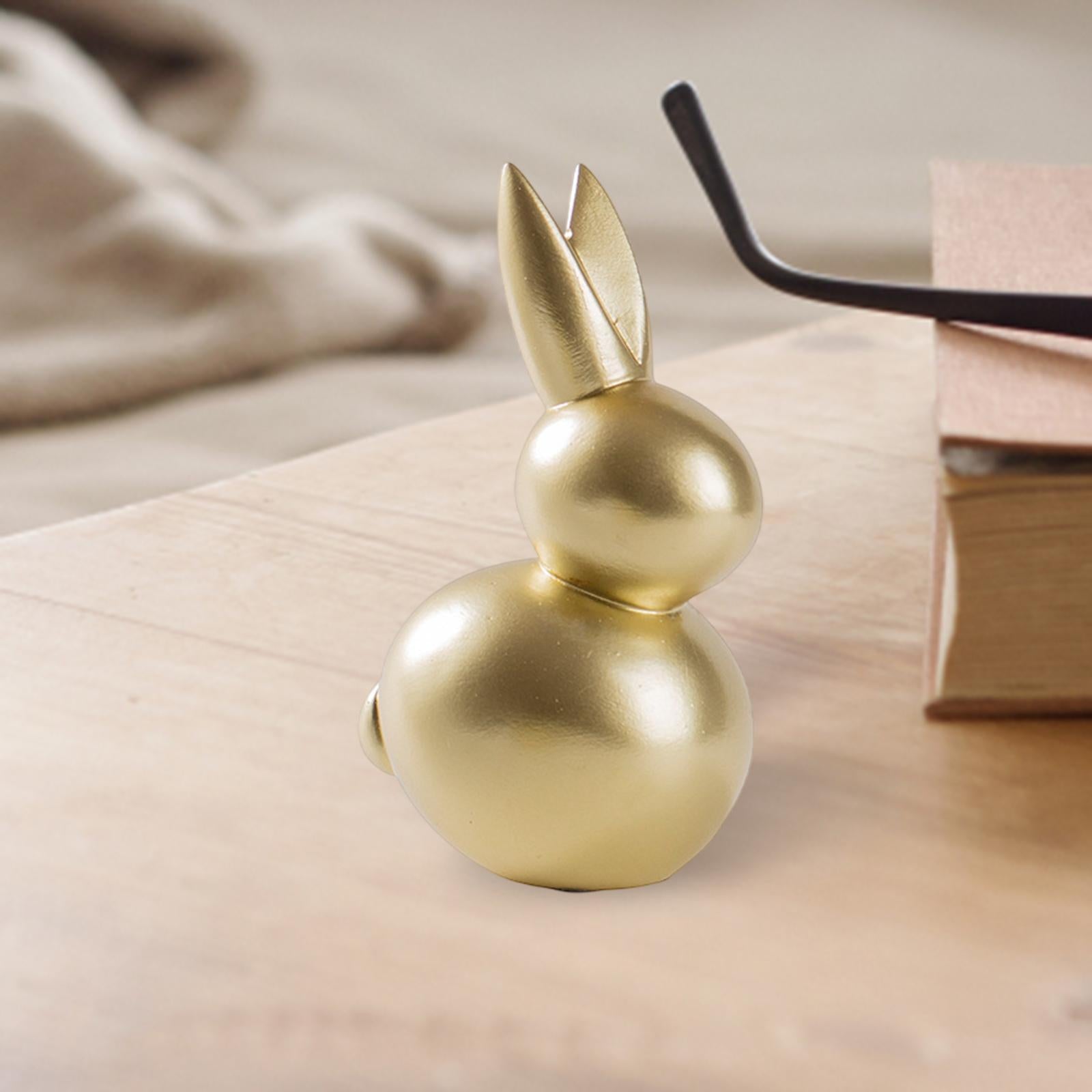 Resin Rabbit Figurine Easter Sculpture for Bedside Bookshelf Kitchens Shelf head up