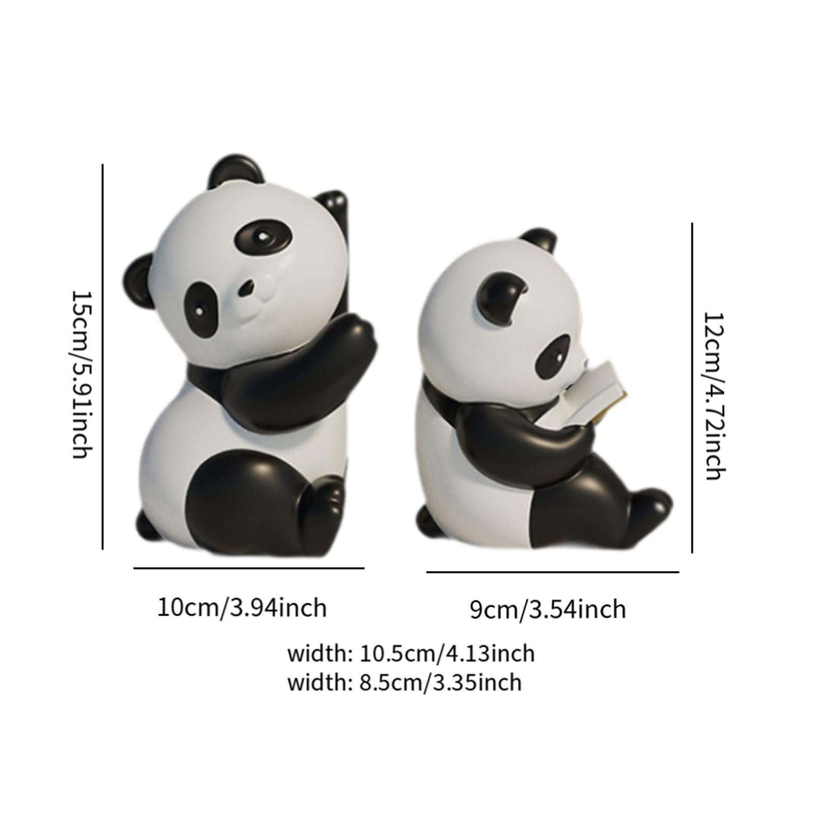 Panda Bookends Statuettes Craft Cute Sculptures for Decorative Bedroom Table