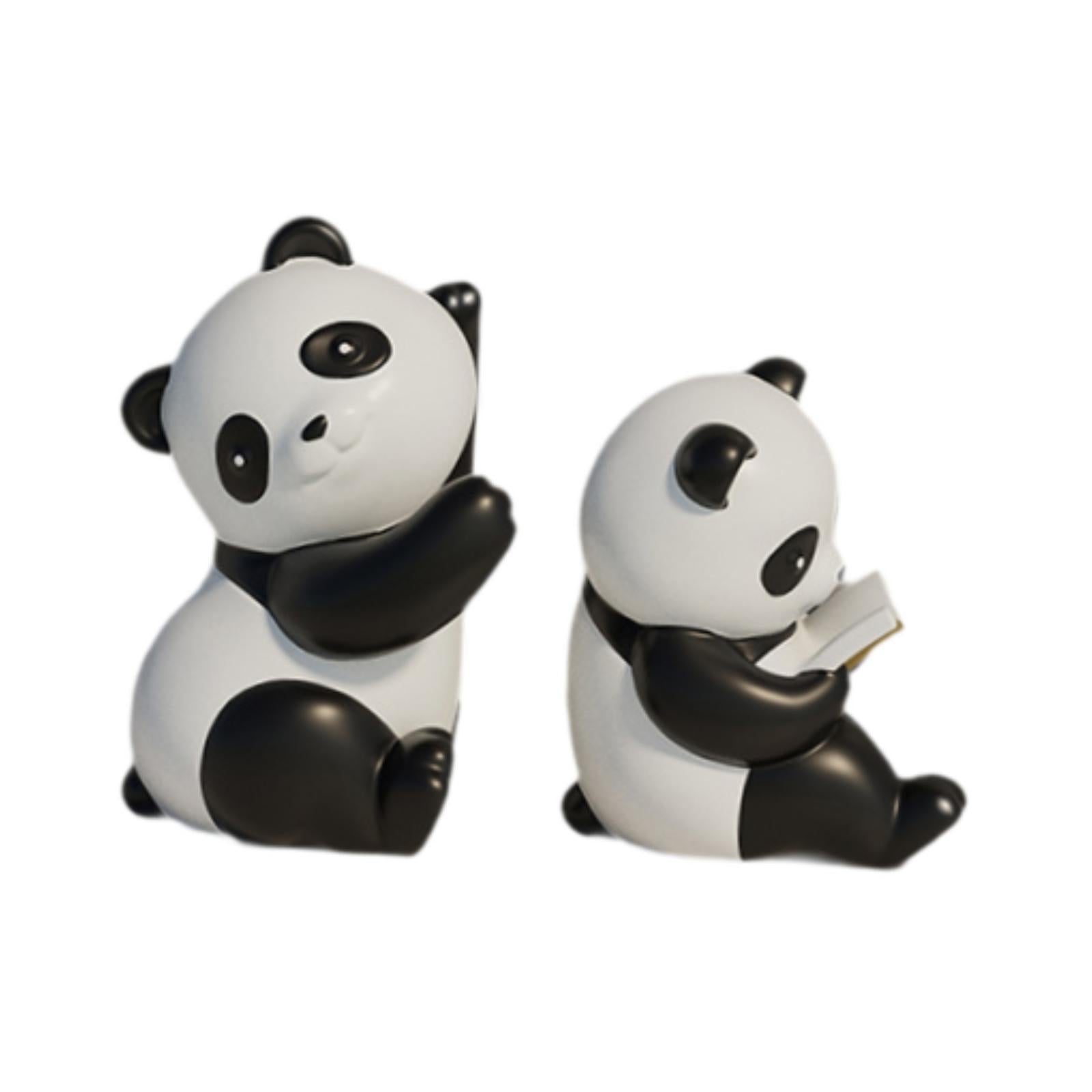 Panda Bookends Statuettes Craft Cute Sculptures for Decorative Bedroom Table