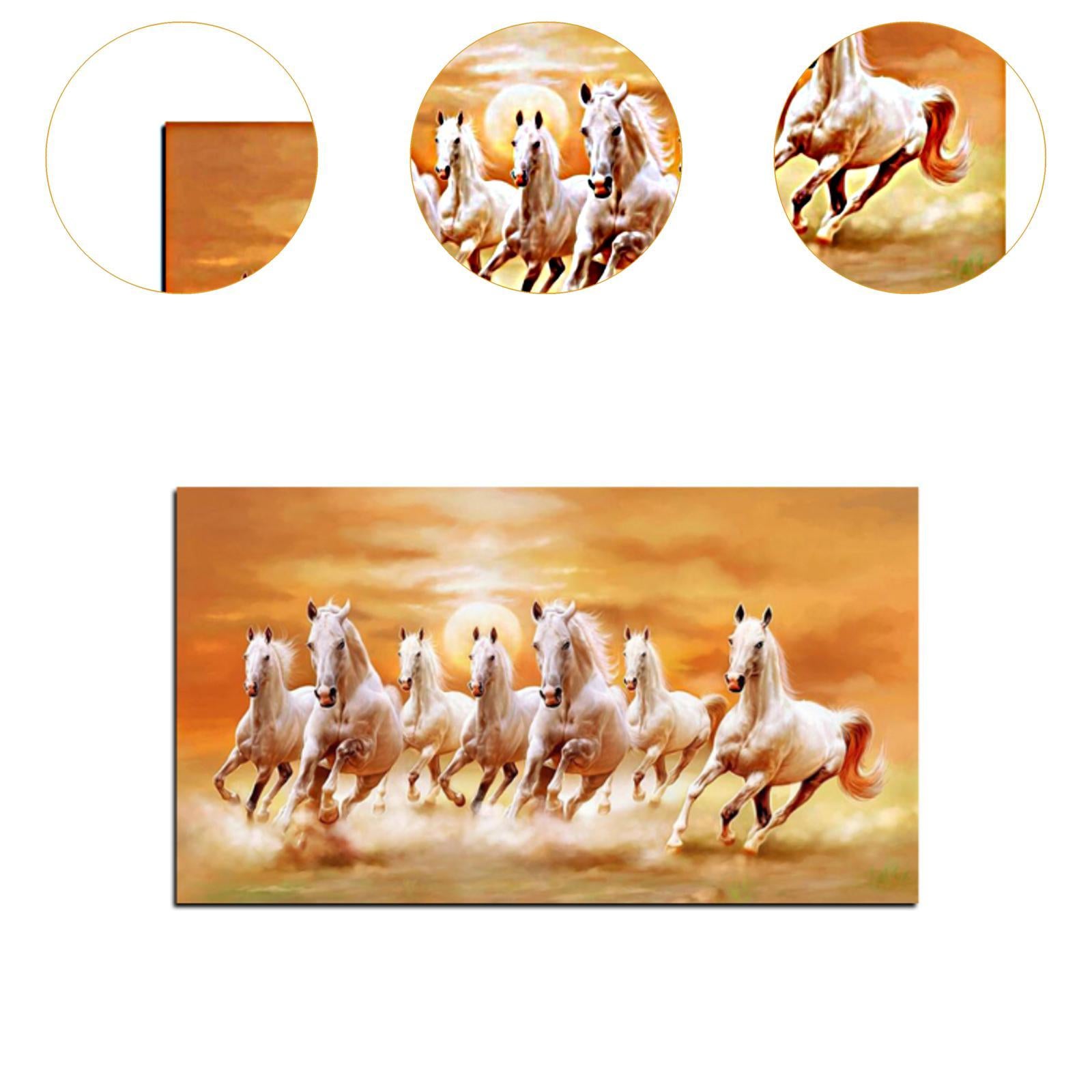 Seven Running Horses Wall Art Gift Animal Painting for Farmhouse Room