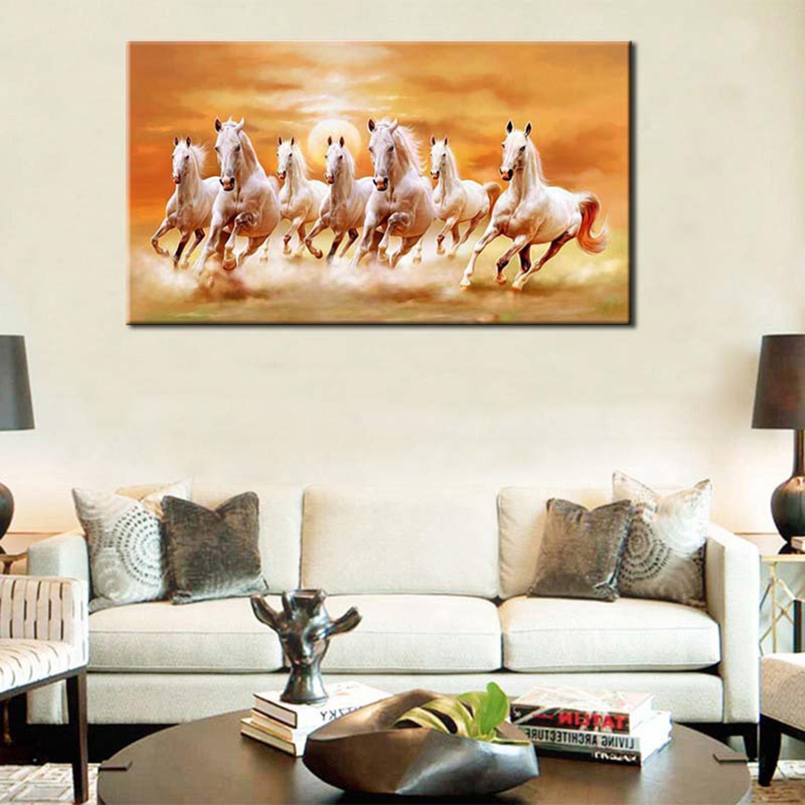 Seven Running Horses Wall Art Gift Animal Painting for Farmhouse Room