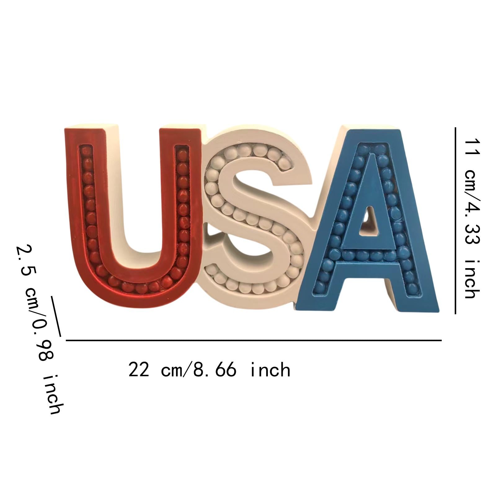 Wooden Beaded USA Letter Sign 4Th of Jul Decoration for Home Bedroom Office