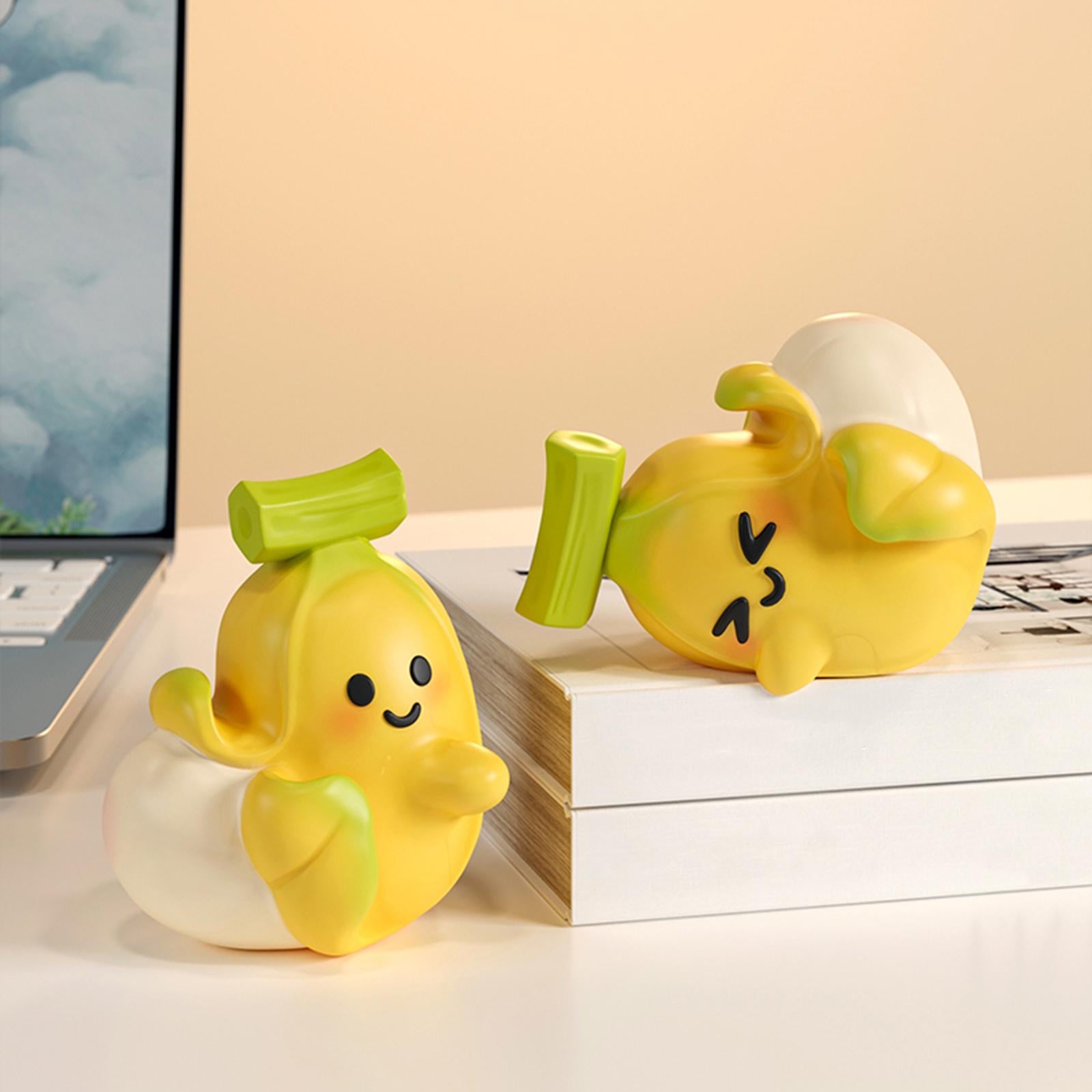 2 Pieces Cute Bookends Statue Novelty Resin Ornament for Hallway Living Room Bananas