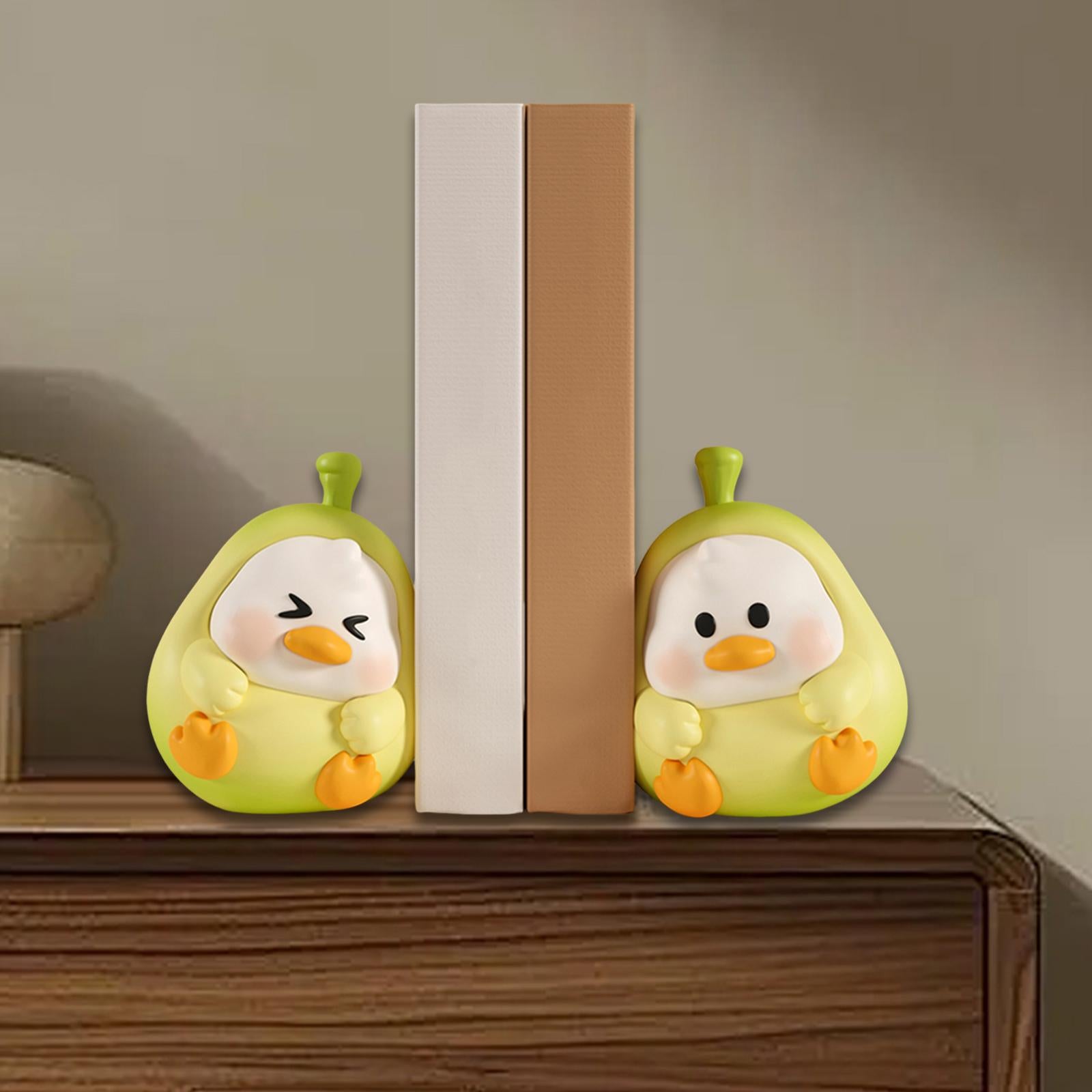2 Pieces Cute Bookends Statue Novelty Resin Ornament for Hallway Living Room Ducks