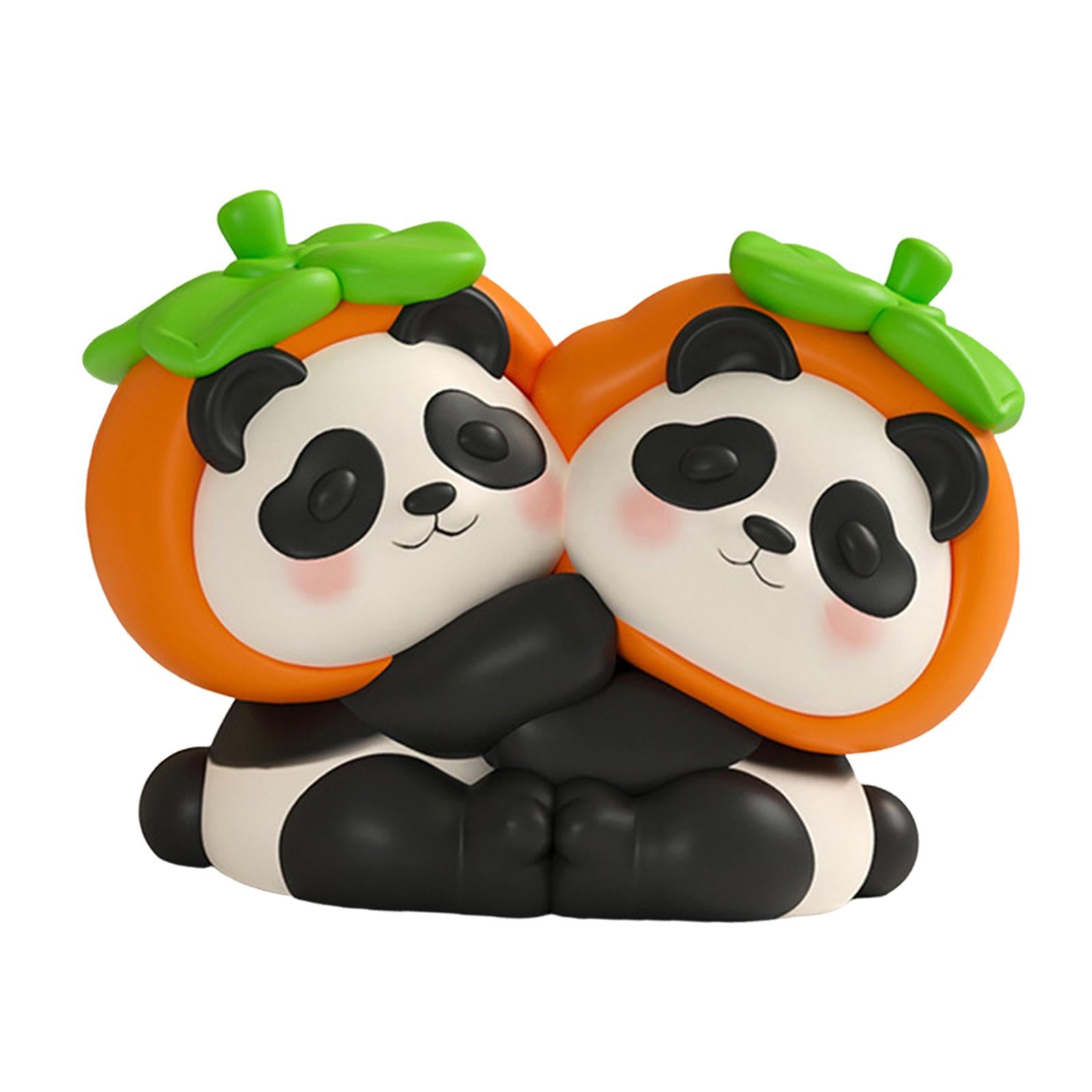 2 Pieces Cute Bookends Statue Novelty Resin Ornament for Hallway Living Room Pandas