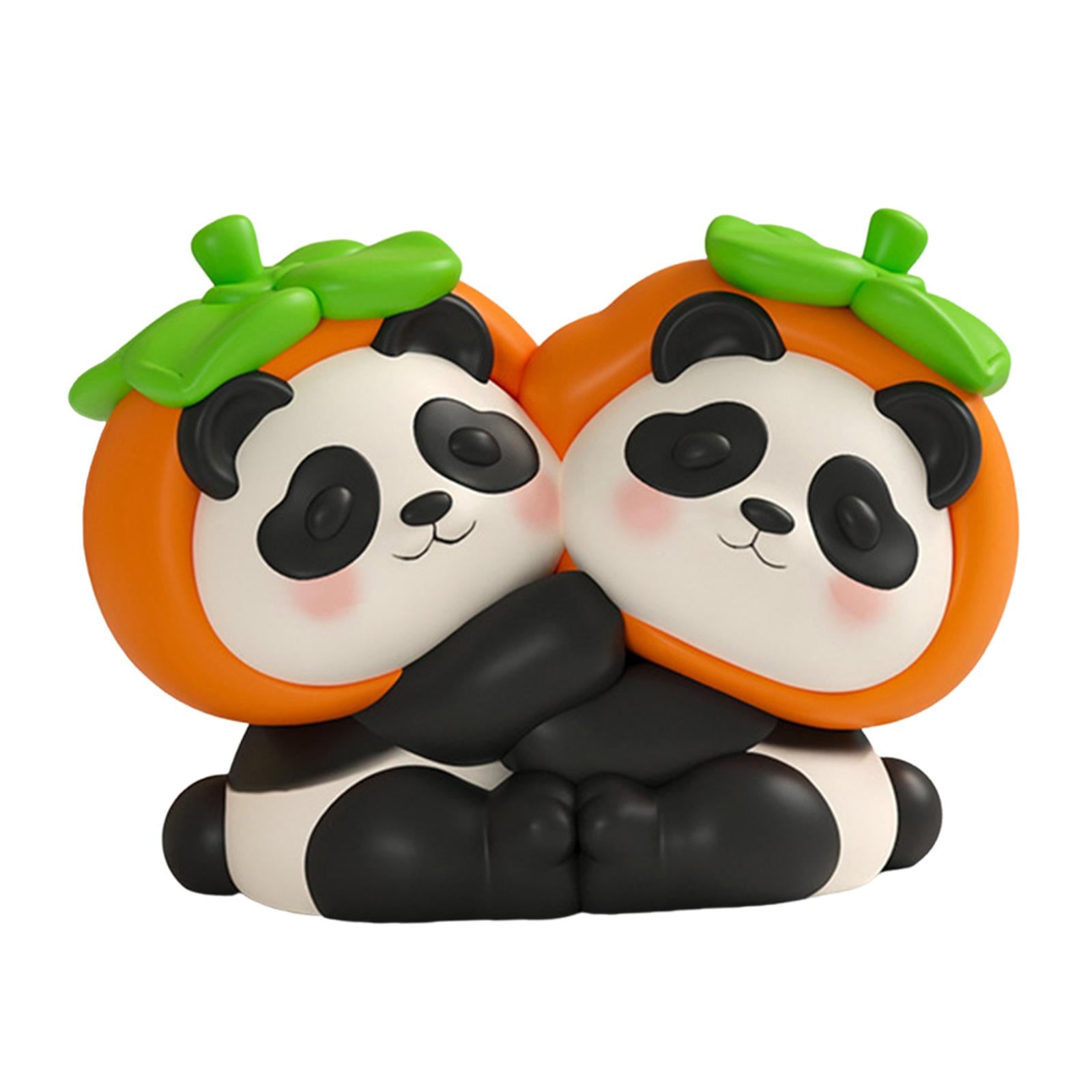 2 Pieces Cute Bookends Statue Novelty Resin Ornament for Hallway Living Room Pandas