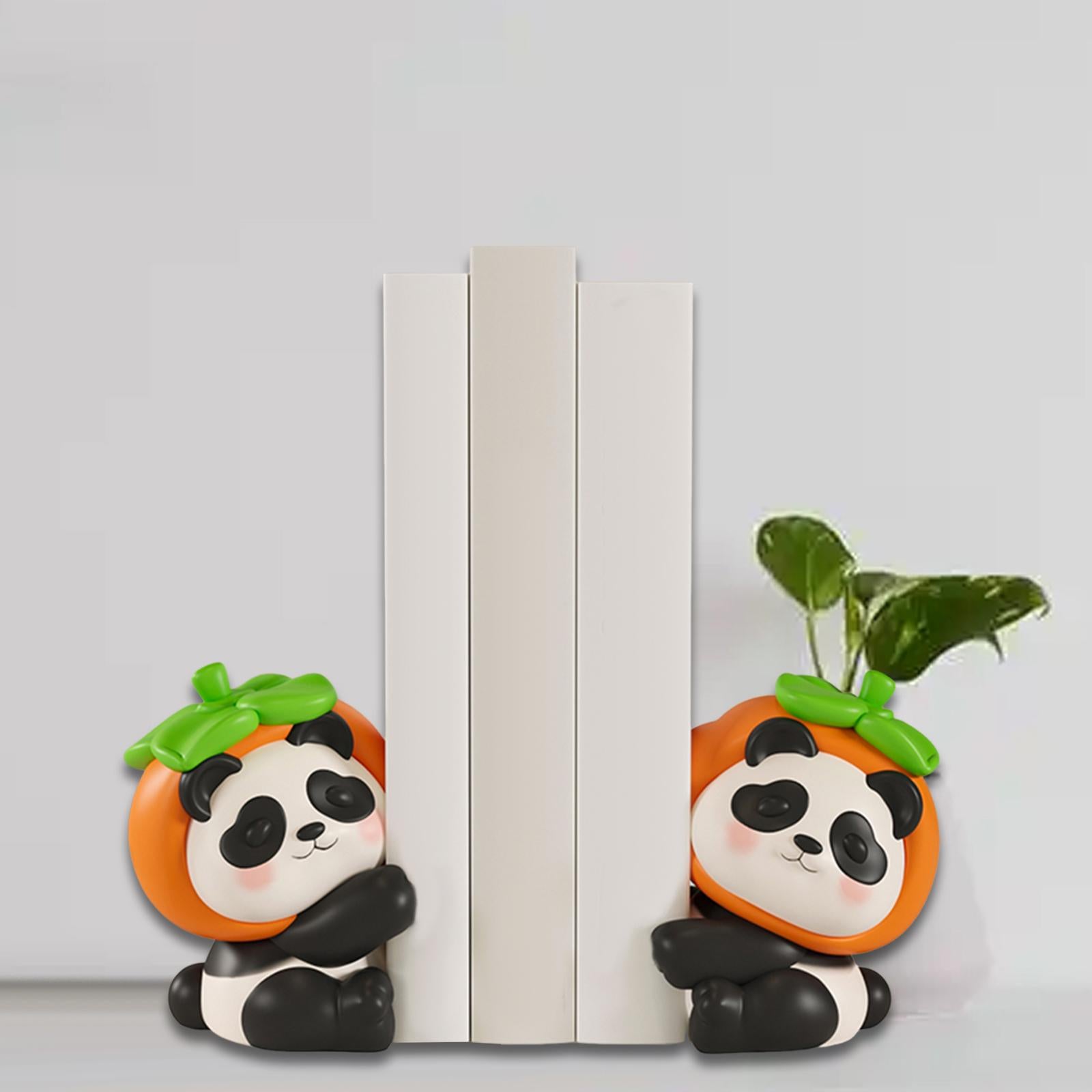 2 Pieces Cute Bookends Statue Novelty Resin Ornament for Hallway Living Room Pandas