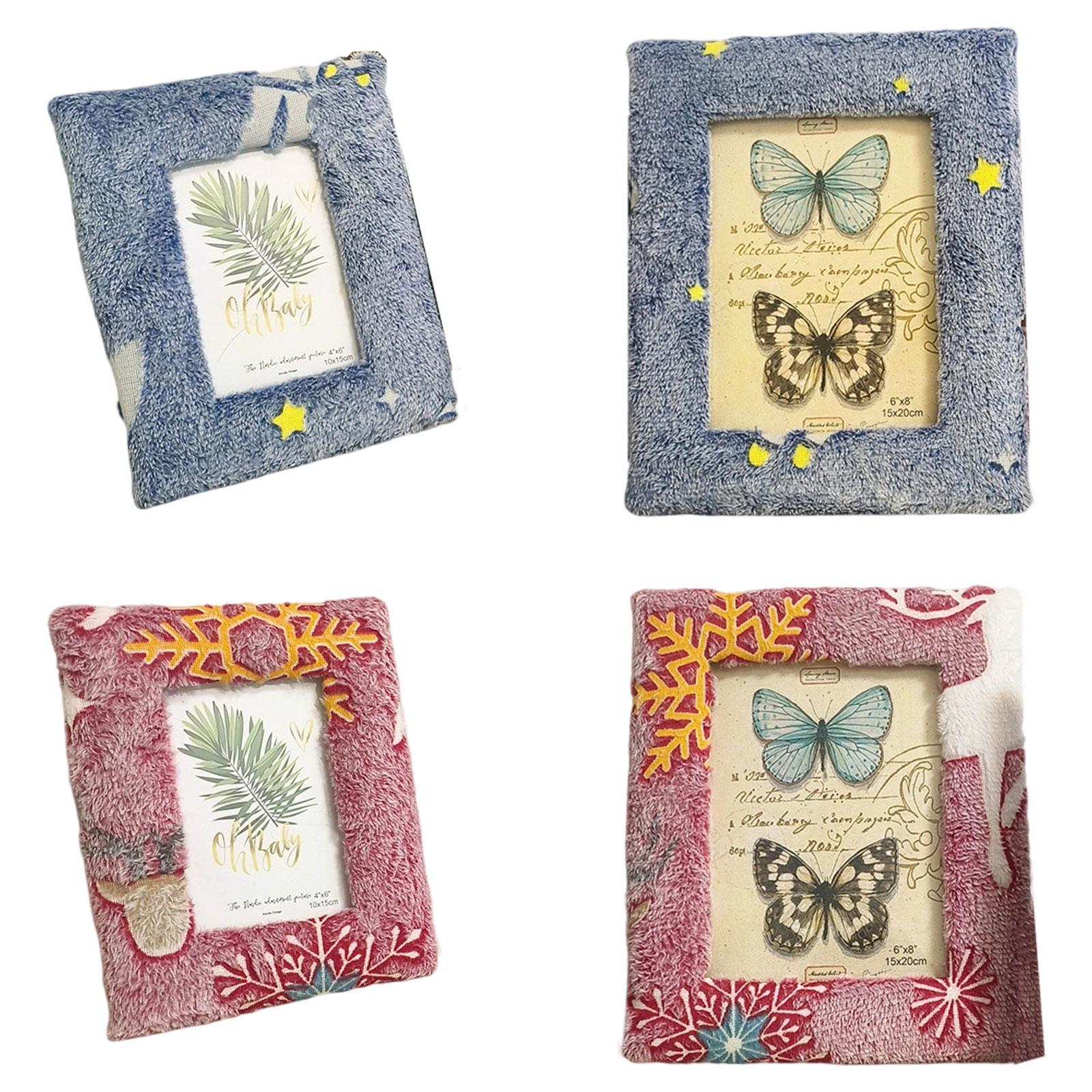 Plush Picture Frame Artwork Photo Holder for Office NightStand Bedside Table 18.5cmx23.5cm Red