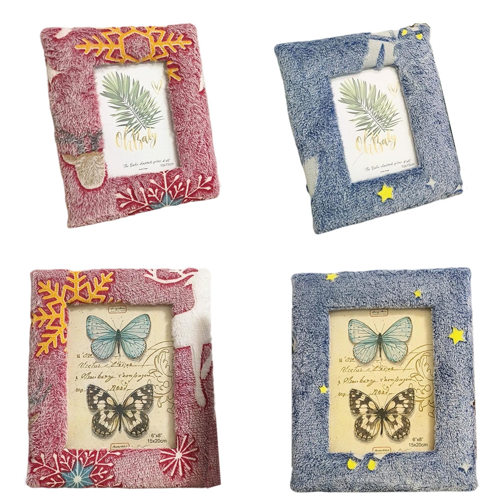 Plush Picture Frame Artwork Photo Holder for Office NightStand Bedside Table 18.5cmx23.5cm Red