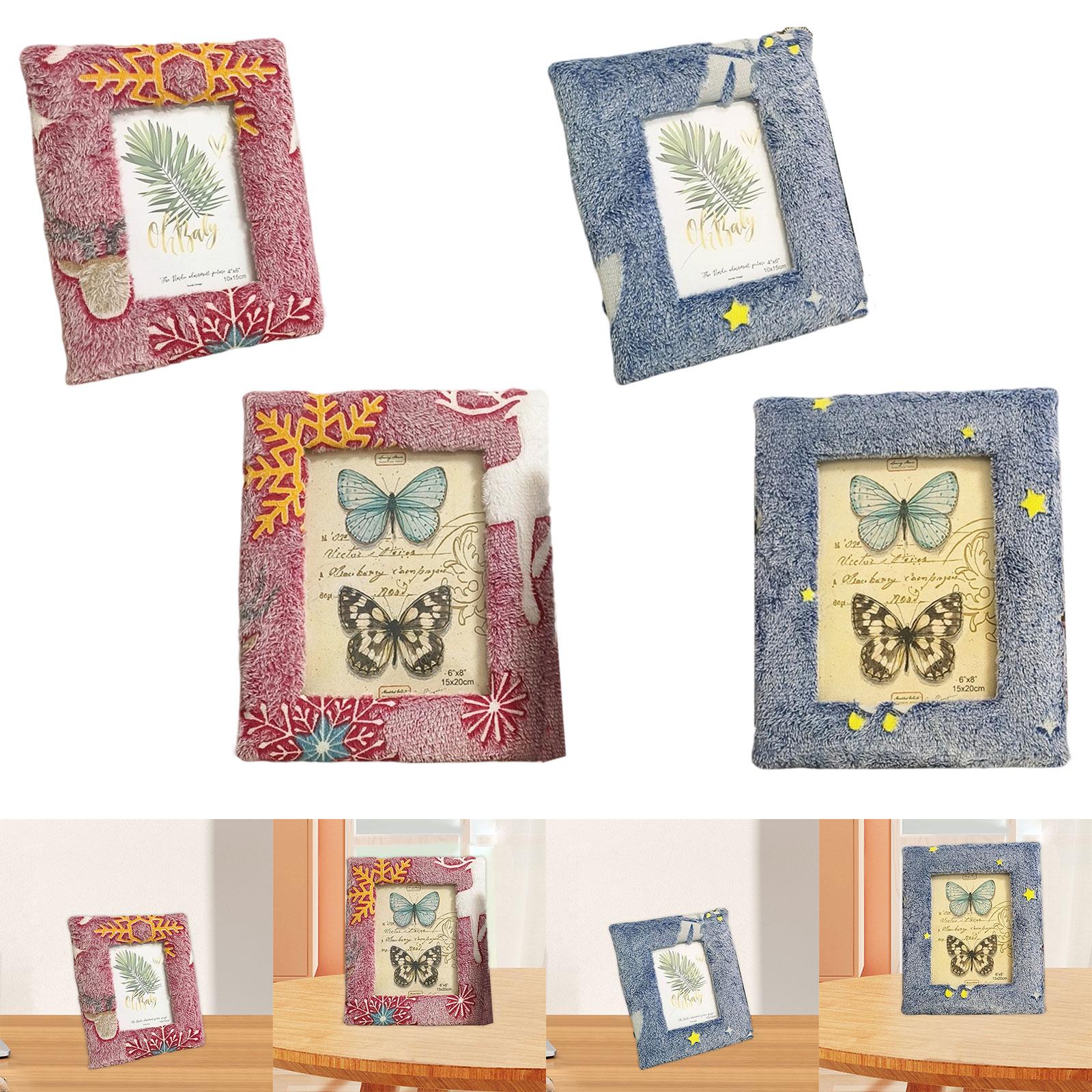 Plush Picture Frame Artwork Photo Holder for Office NightStand Bedside Table 18.5cmx23.5cm Red