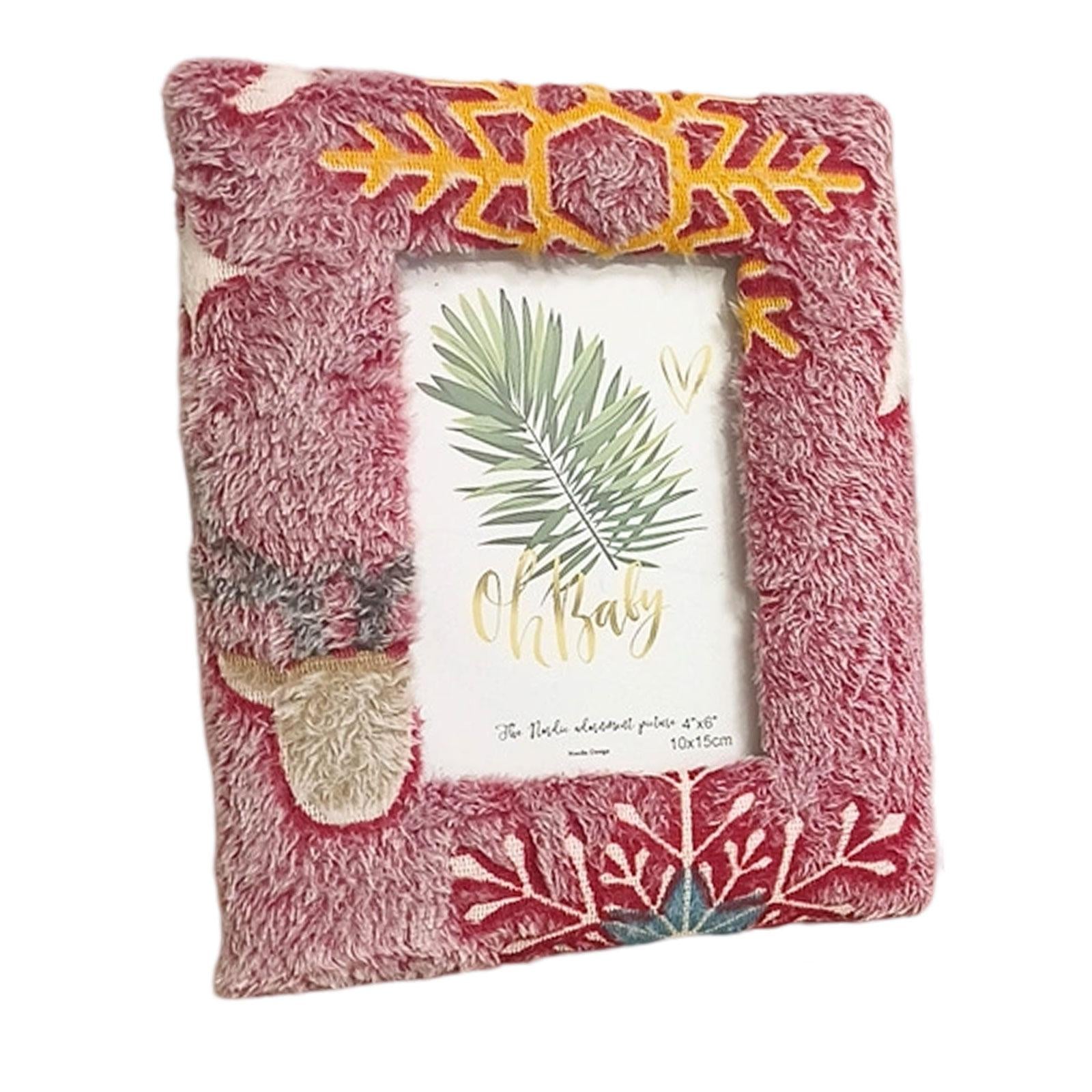 Plush Picture Frame Artwork Photo Holder for Office NightStand Bedside Table 18.5cmx23.5cm Red