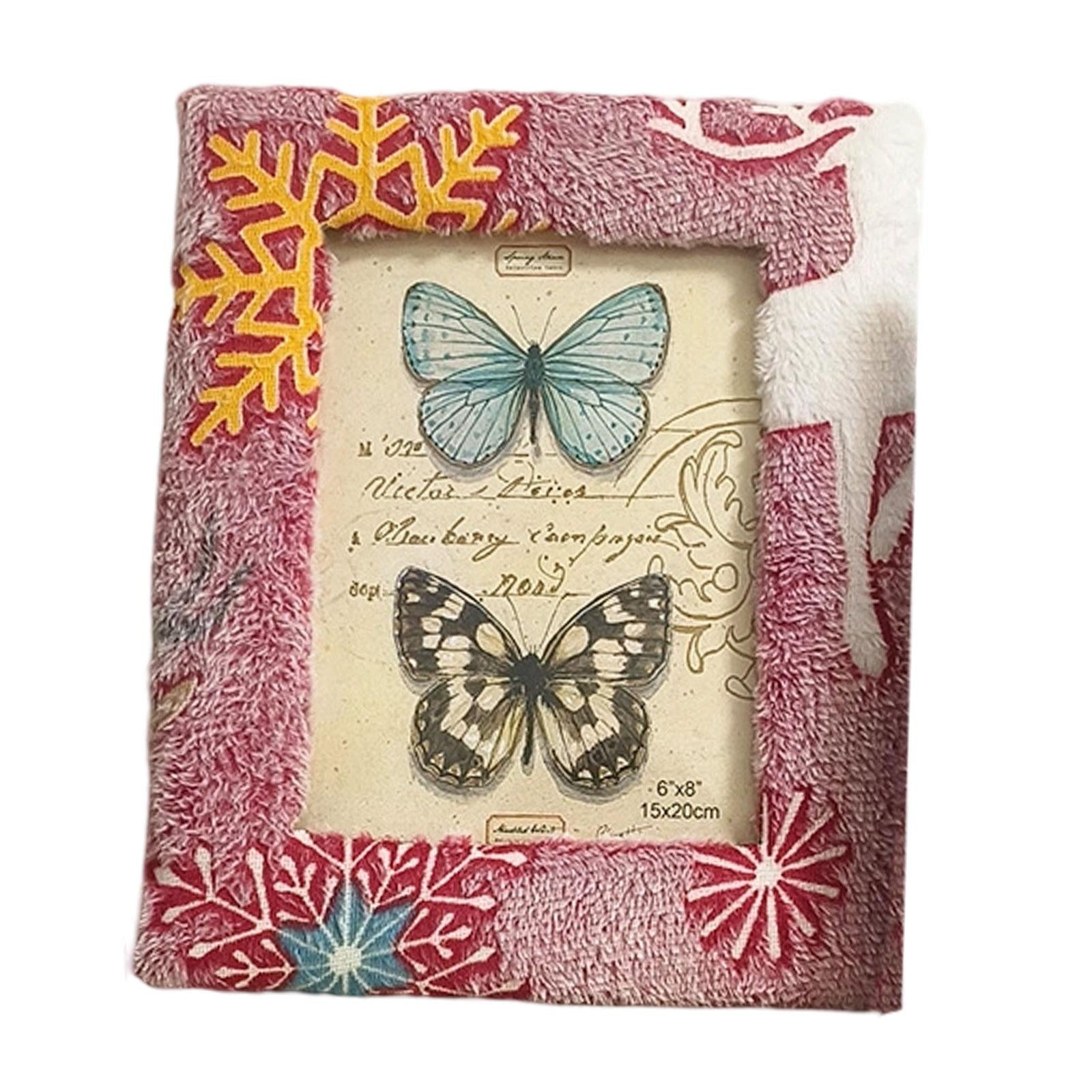 Plush Picture Frame Artwork Photo Holder for Office NightStand Bedside Table 20.5cmx25.5cm Red