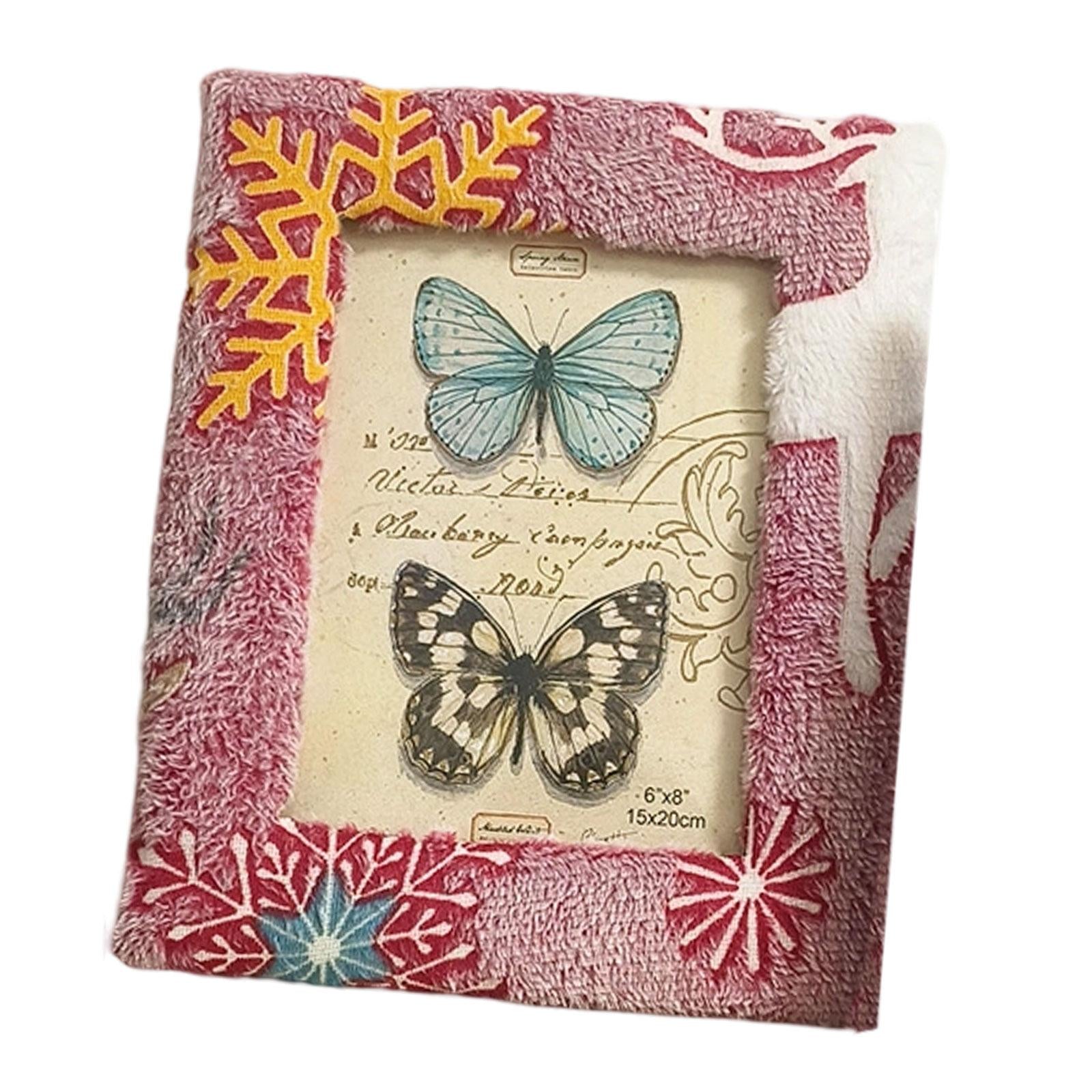 Plush Picture Frame Artwork Photo Holder for Office NightStand Bedside Table 20.5cmx25.5cm Red