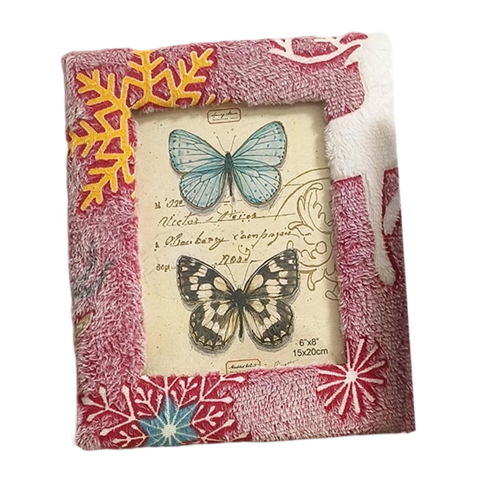 Plush Picture Frame Artwork Photo Holder for Office NightStand Bedside Table 20.5cmx25.5cm Red