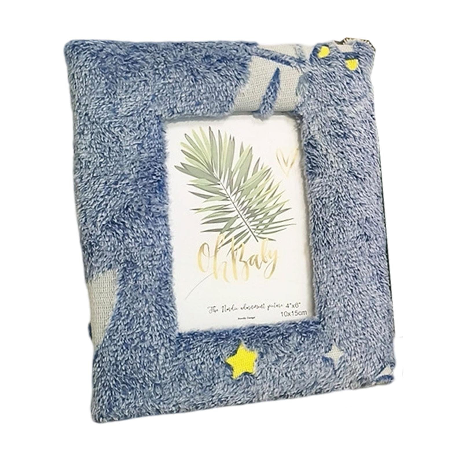 Plush Picture Frame Artwork Photo Holder for Office NightStand Bedside Table 18.5cmx23.5cm Blue