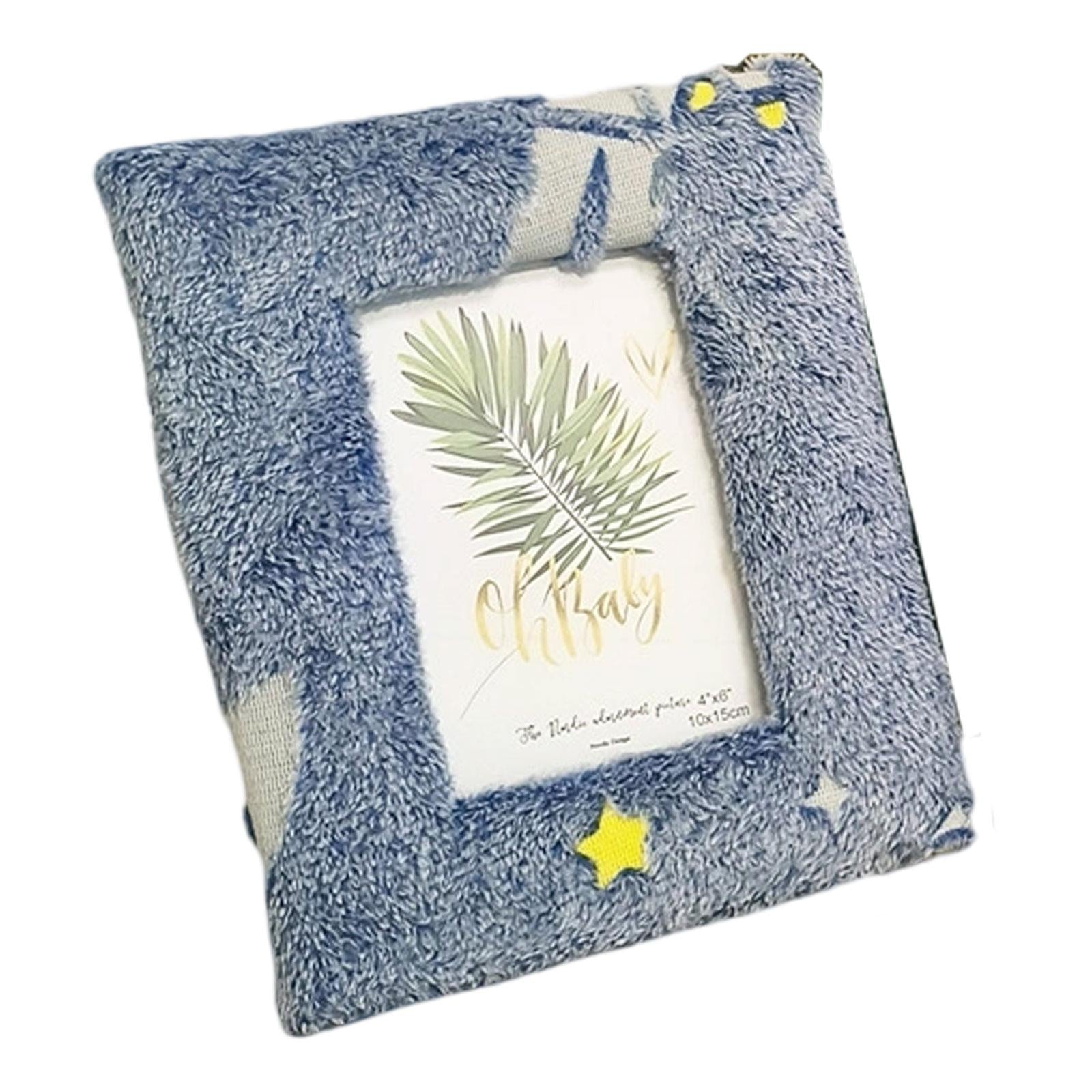 Plush Picture Frame Artwork Photo Holder for Office NightStand Bedside Table 18.5cmx23.5cm Blue