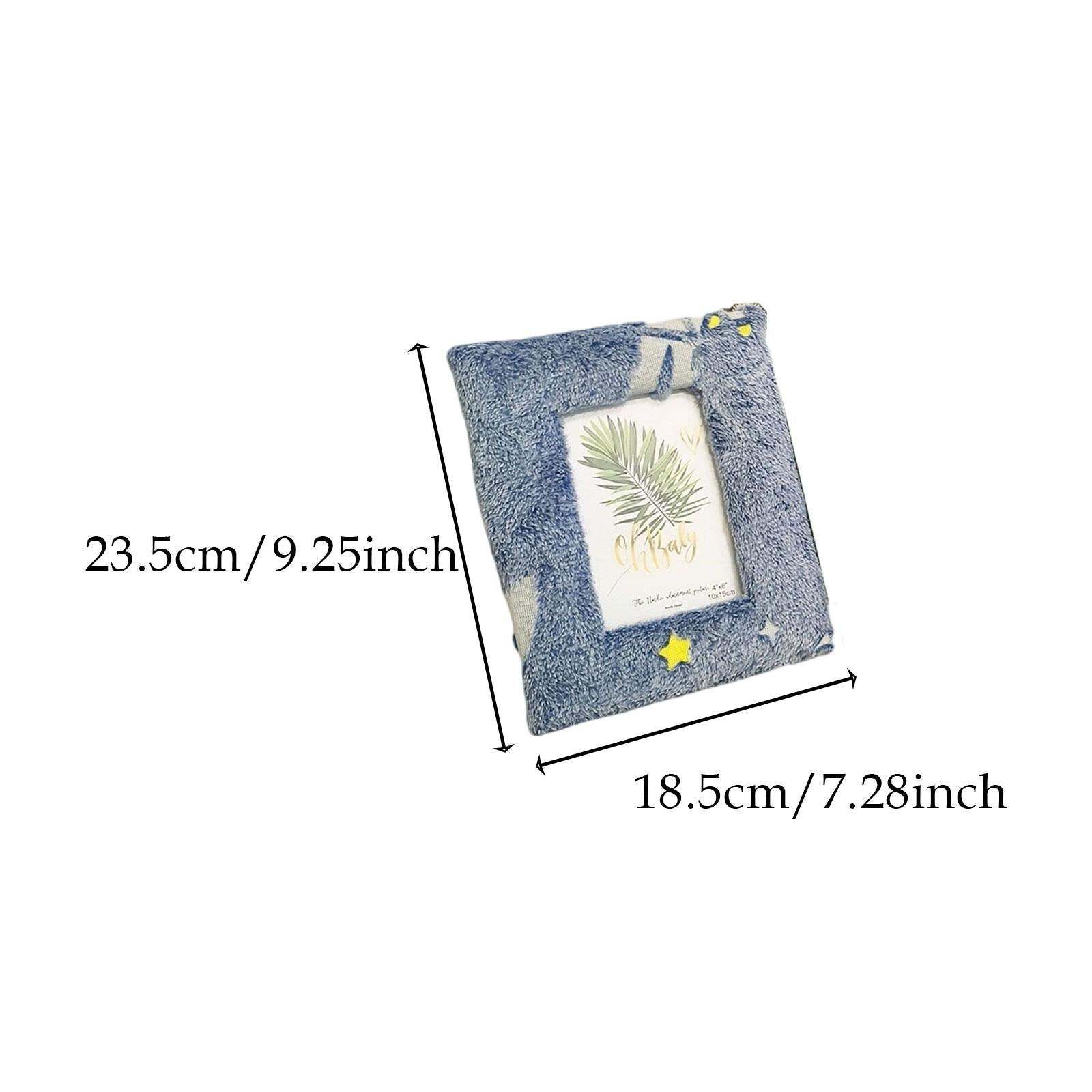 Plush Picture Frame Artwork Photo Holder for Office NightStand Bedside Table 18.5cmx23.5cm Blue