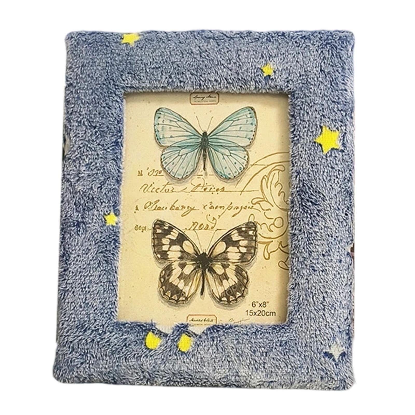 Plush Picture Frame Artwork Photo Holder for Office NightStand Bedside Table 20.5cmx25.5cm Blue