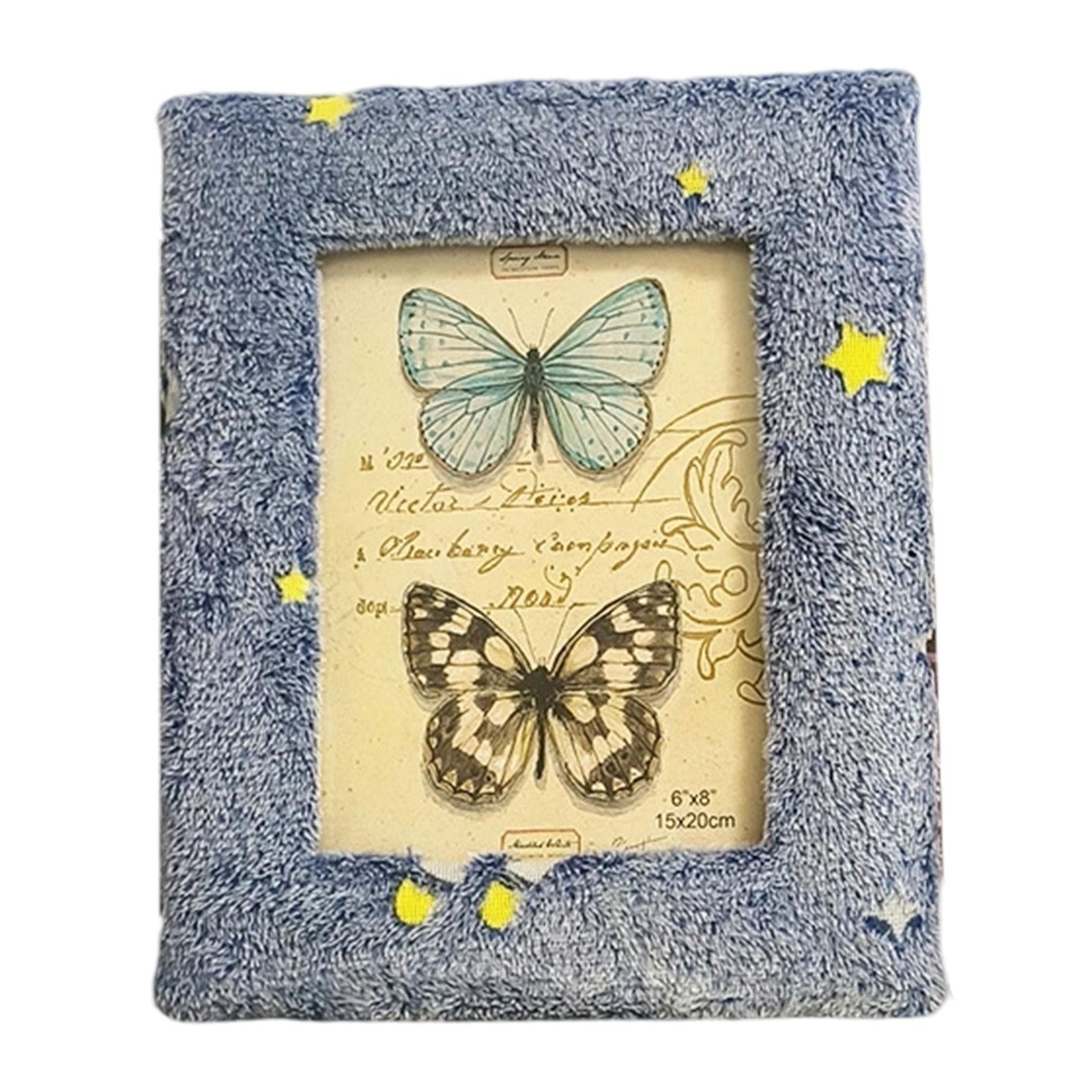 Plush Picture Frame Artwork Photo Holder for Office NightStand Bedside Table 20.5cmx25.5cm Blue