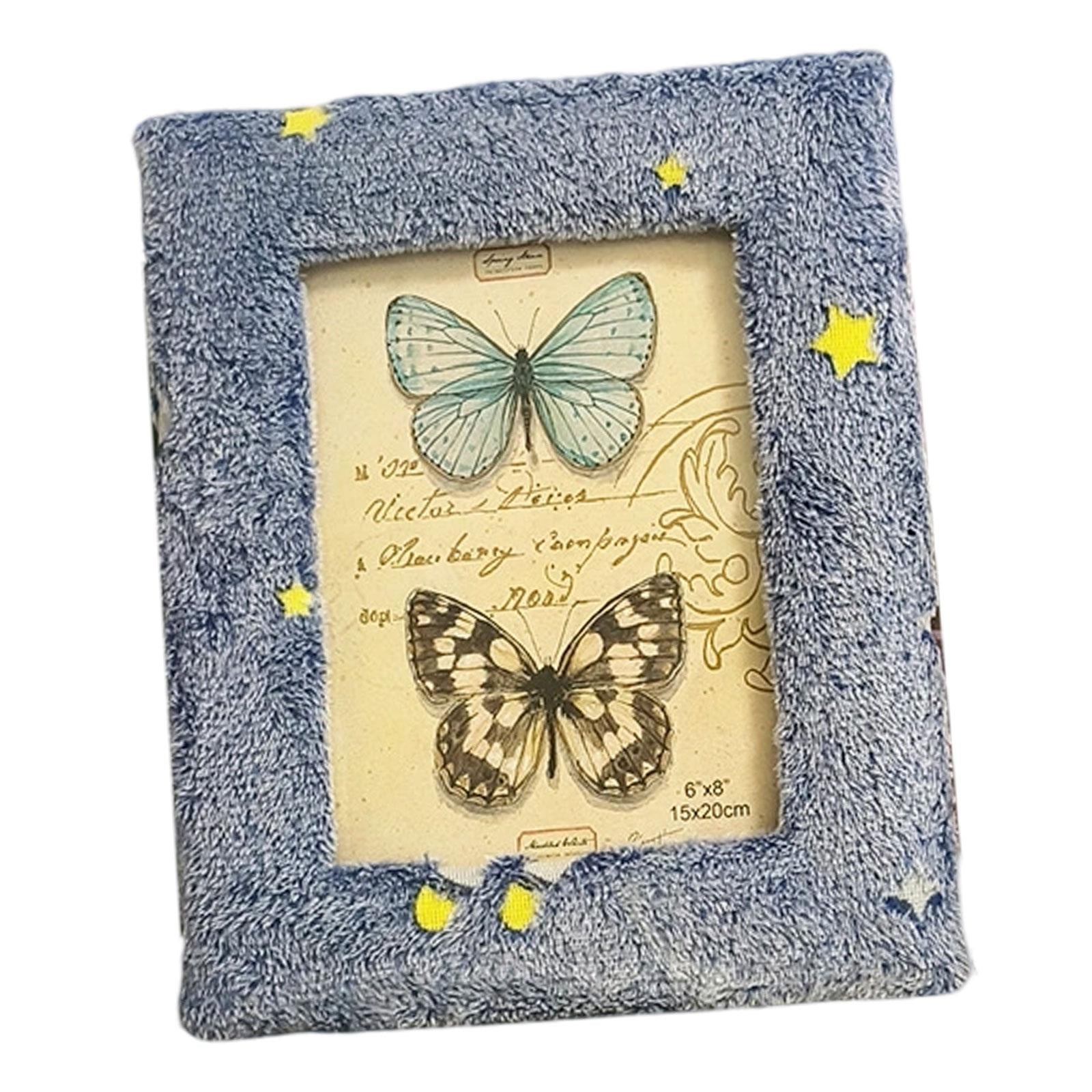 Plush Picture Frame Artwork Photo Holder for Office NightStand Bedside Table 20.5cmx25.5cm Blue