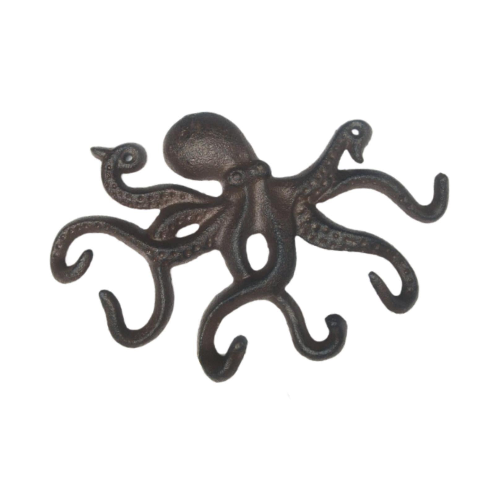 Cast Iron Octopus Coat Hook Rustic Key Hook for Bathroom Indoor Outdoor Yard