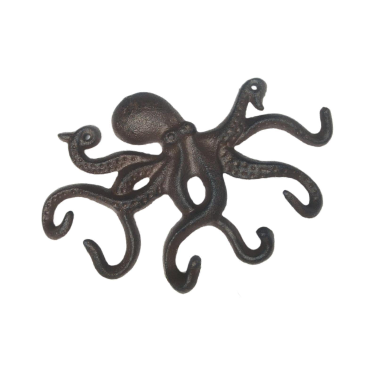 Cast Iron Octopus Coat Hook Rustic Key Hook for Bathroom Indoor Outdoor Yard