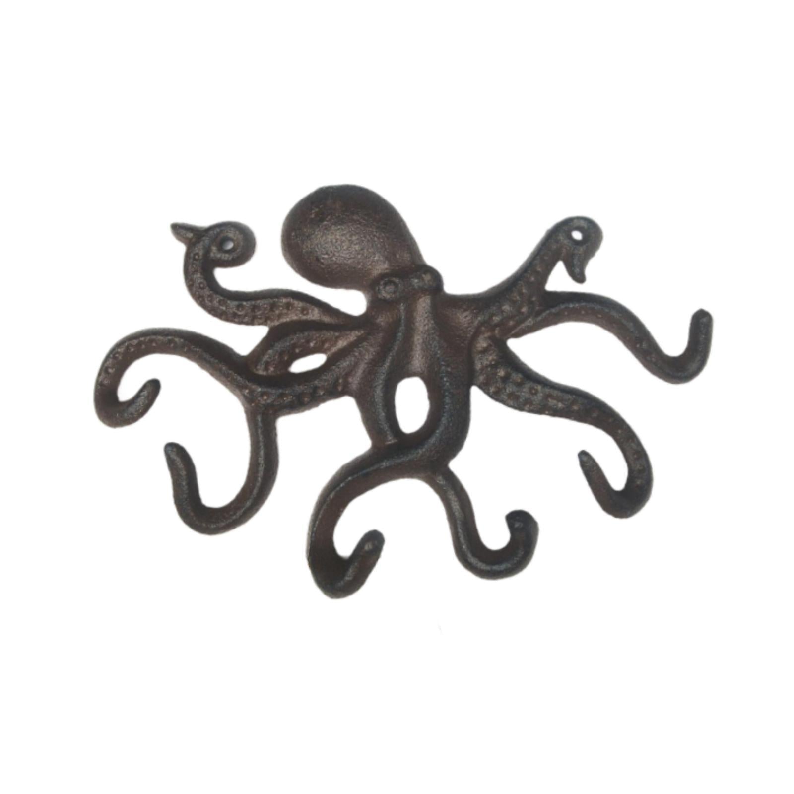 Cast Iron Octopus Coat Hook Rustic Key Hook for Bathroom Indoor Outdoor Yard