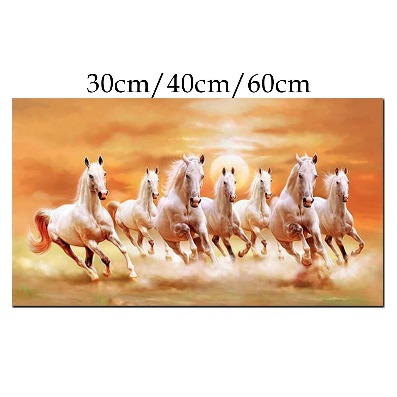 Horse Wall Art Animal Painting Gift Decorative Unframed for Hall Room Office Length 60 cm