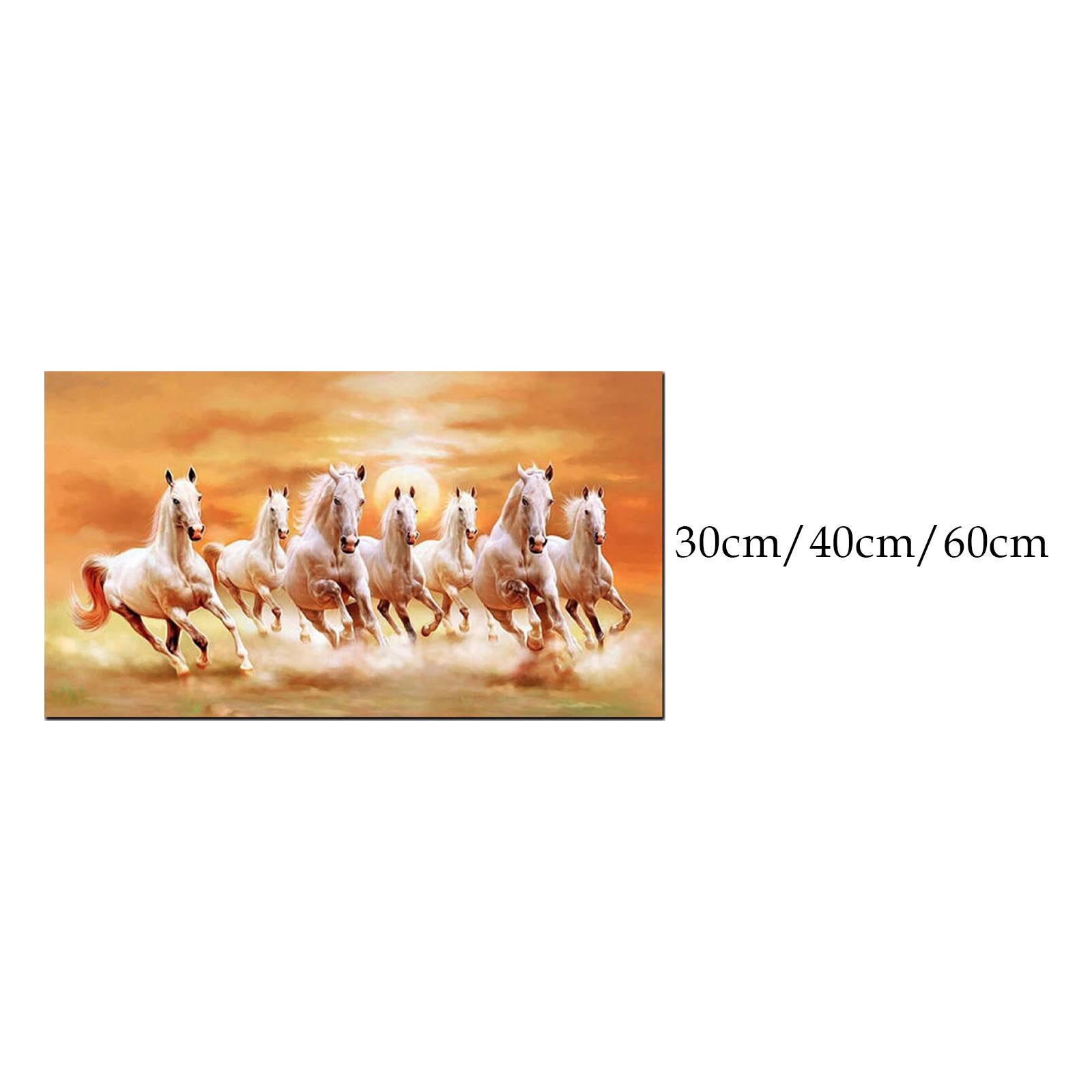 Horse Wall Art Animal Painting Gift Decorative Unframed for Hall Room Office Length 60 cm