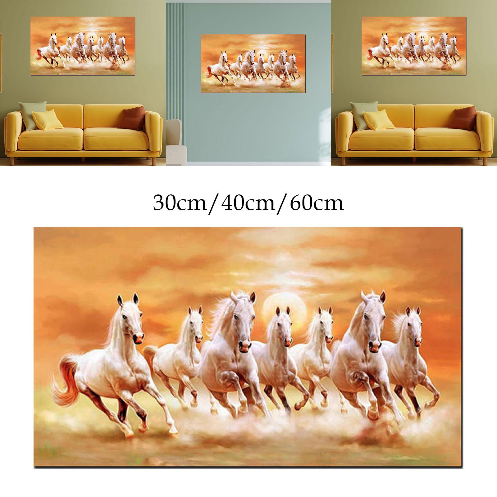 Horse Wall Art Animal Painting Gift Decorative Unframed for Hall Room Office Length 60 cm